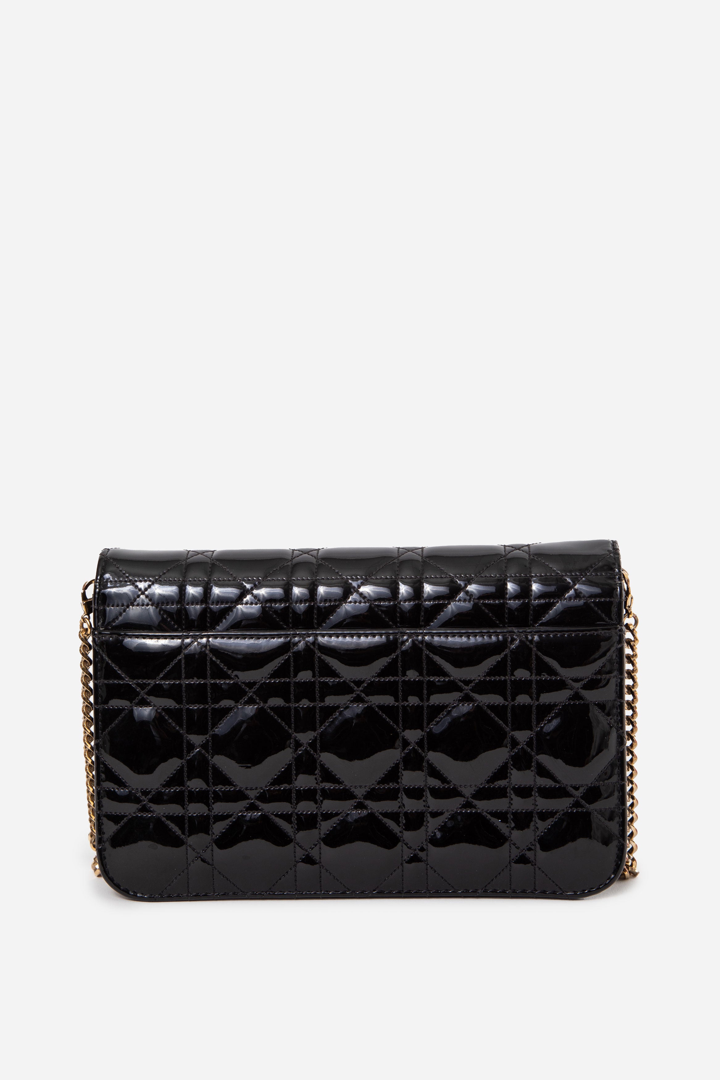 Christian Dior 2016 Black Patent Miss Dior Promenade Chain Flap Bag