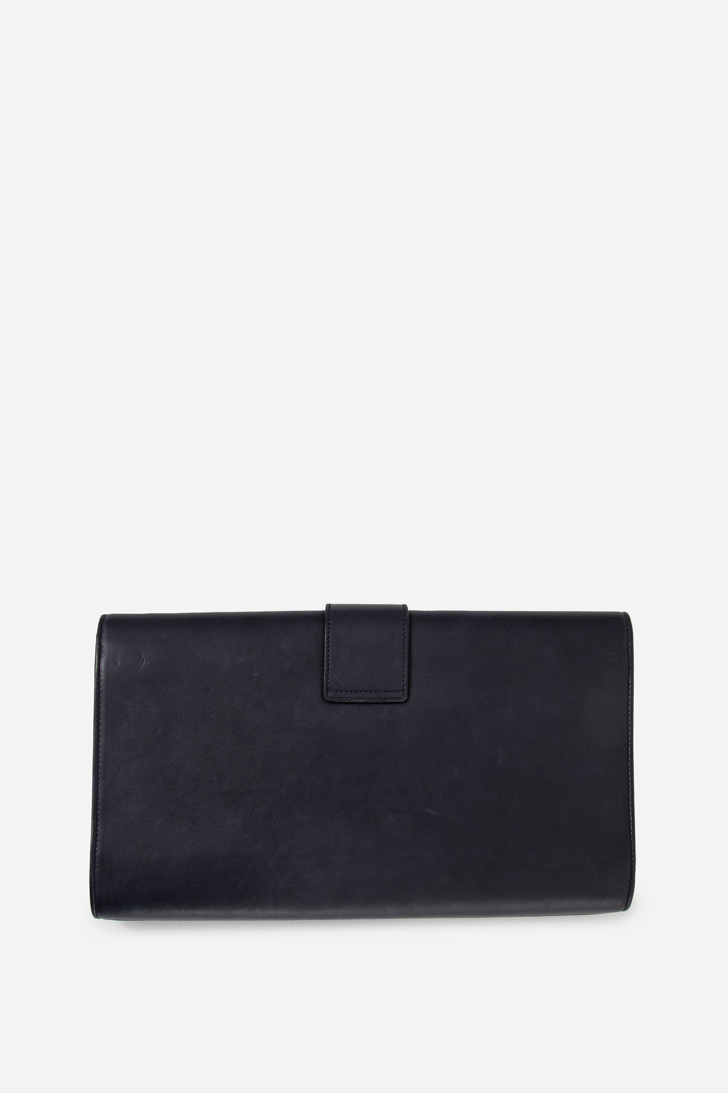 Yves Saint Laurent Black Leather Y-Ligne Clutch