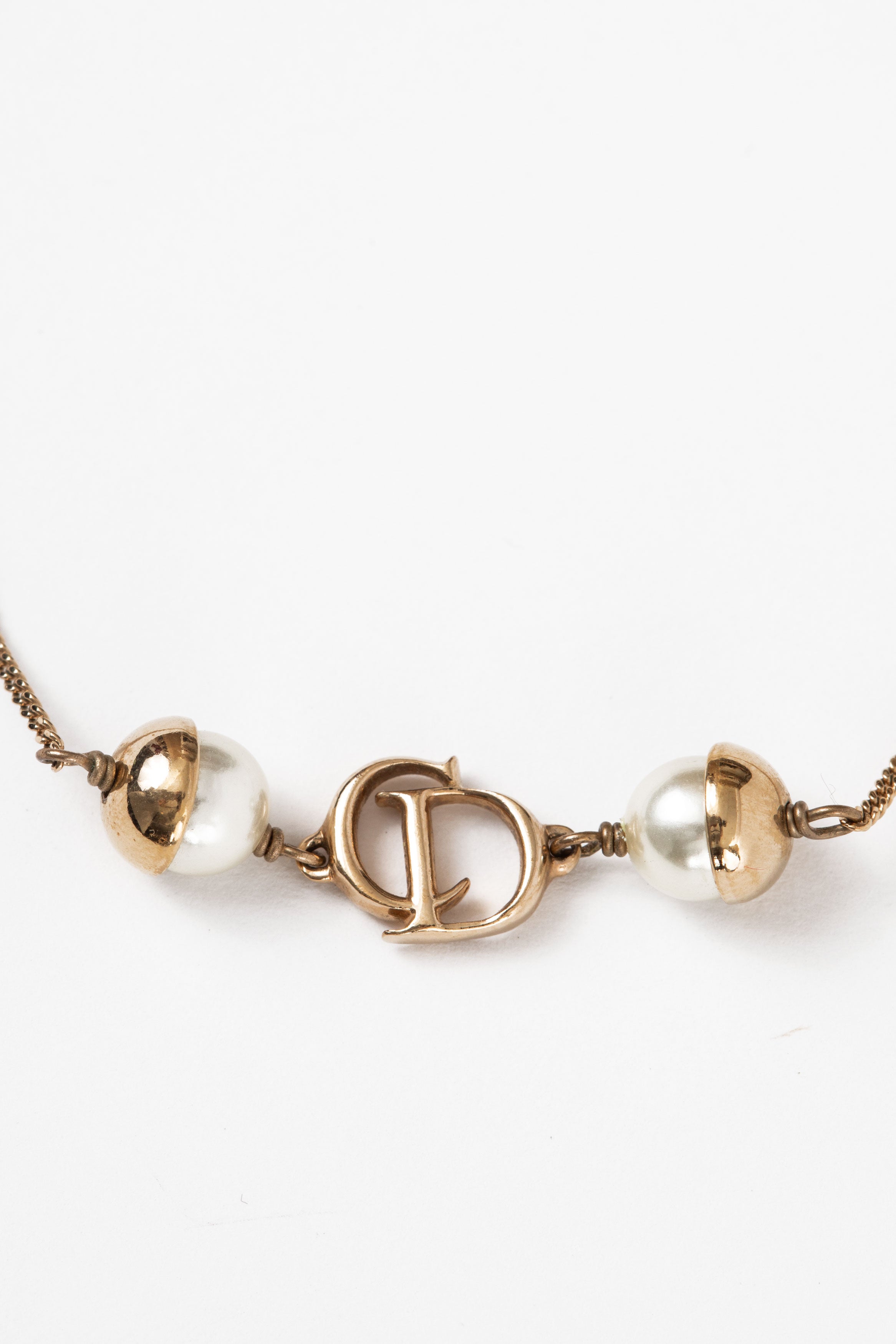 Dior CD Logo Pearl Gold-toned Bracelet
