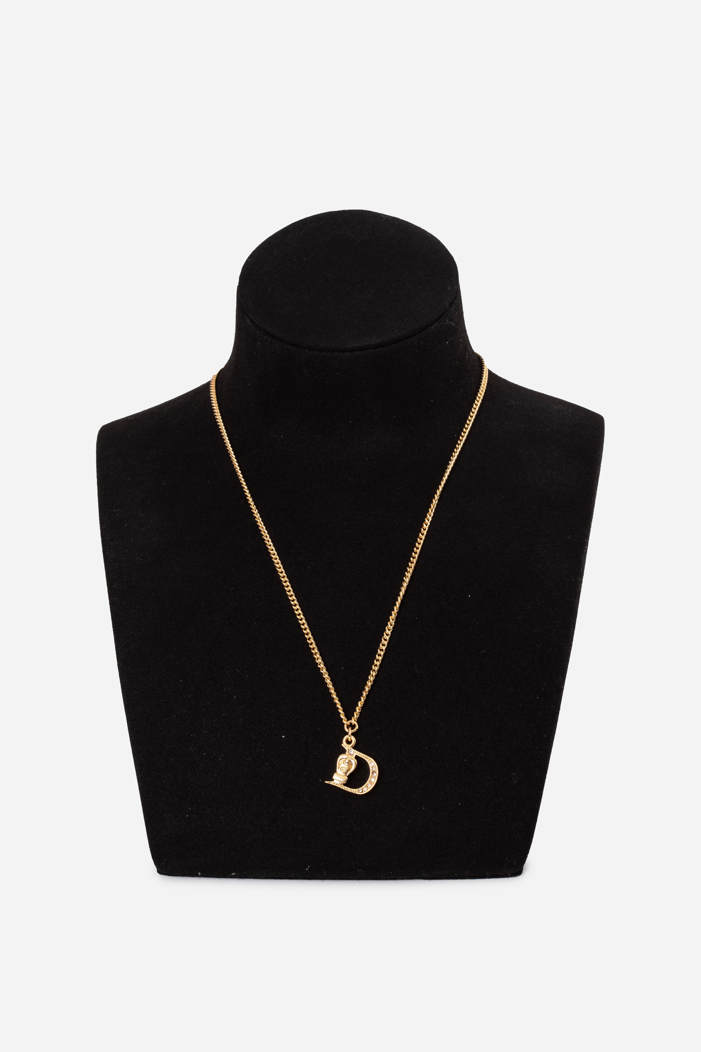 Dior Vintage Gold-Tone Saddle D Necklace