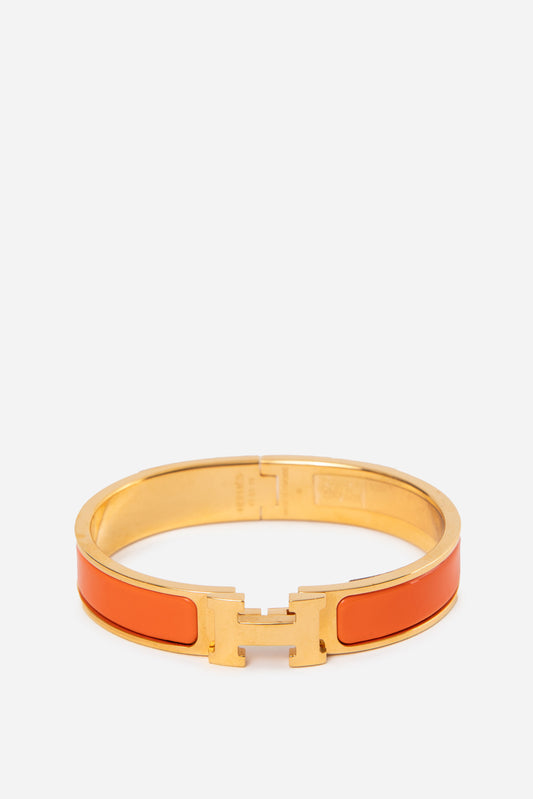 Hermes Orange Clic H Bracelet