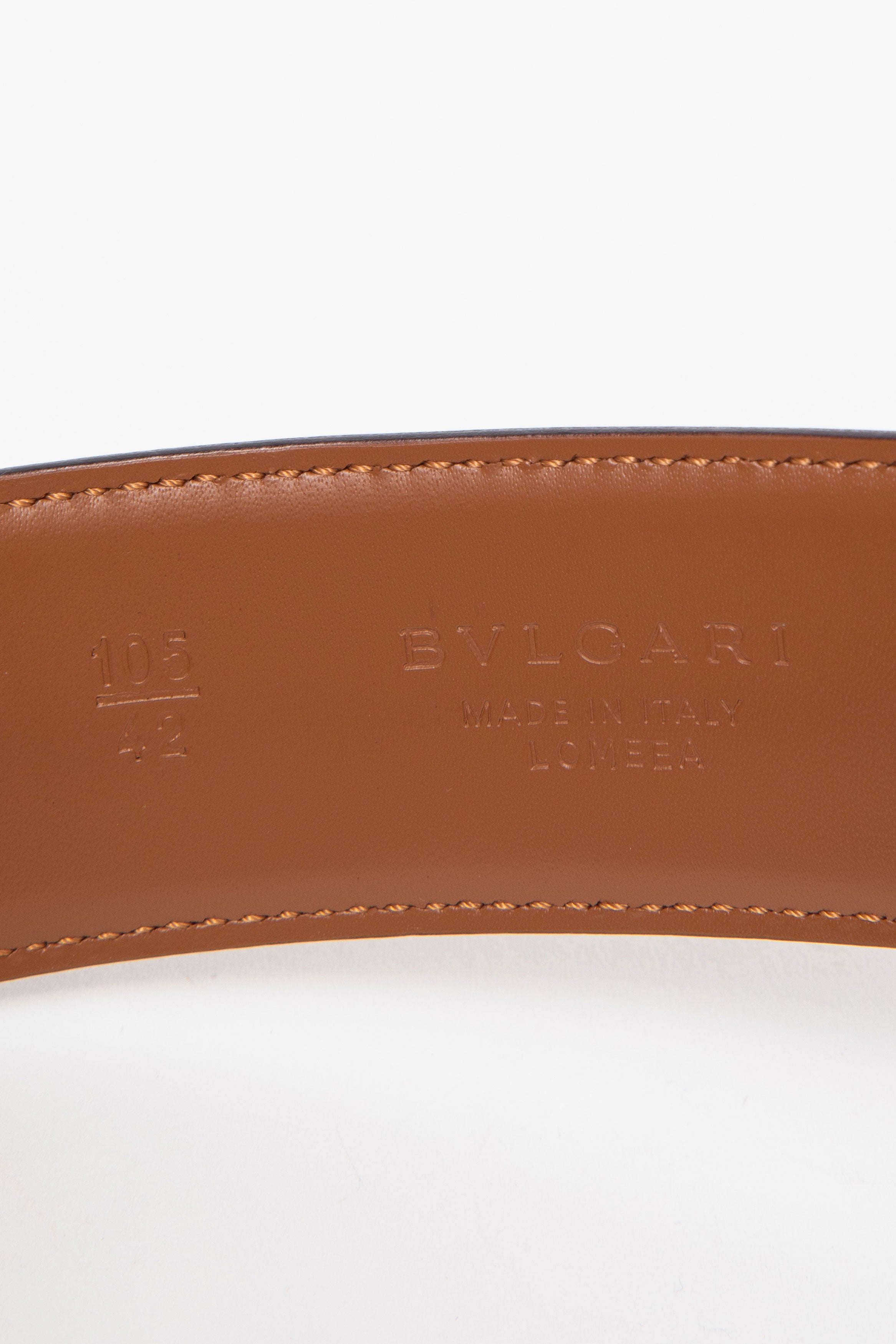 Bvlgari Brown Leather Belt 38CM