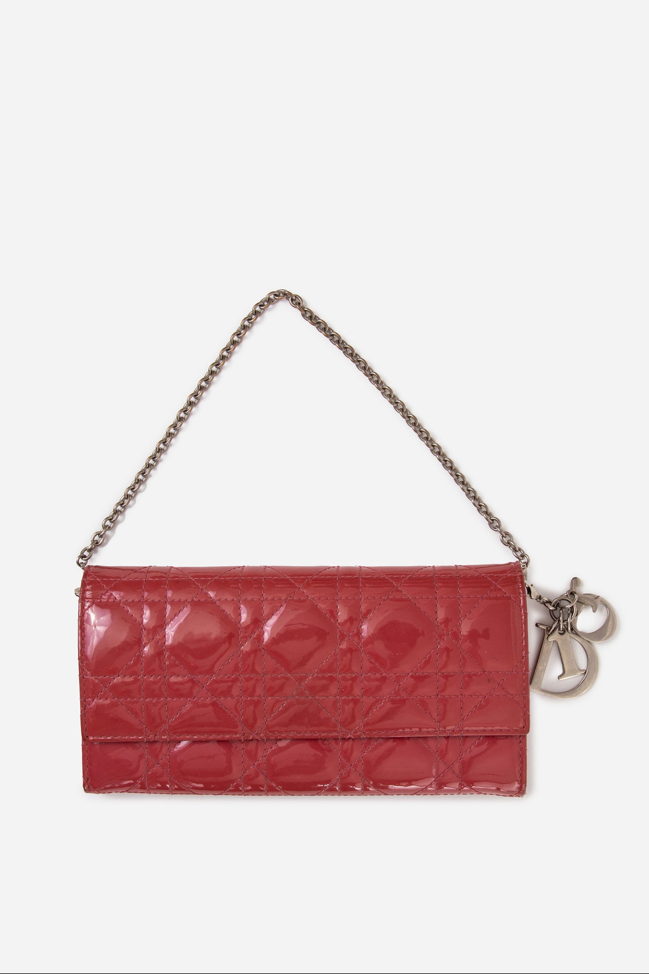 Dior 2012 Pink Patent Cannage Rendezvous Chain Wallet