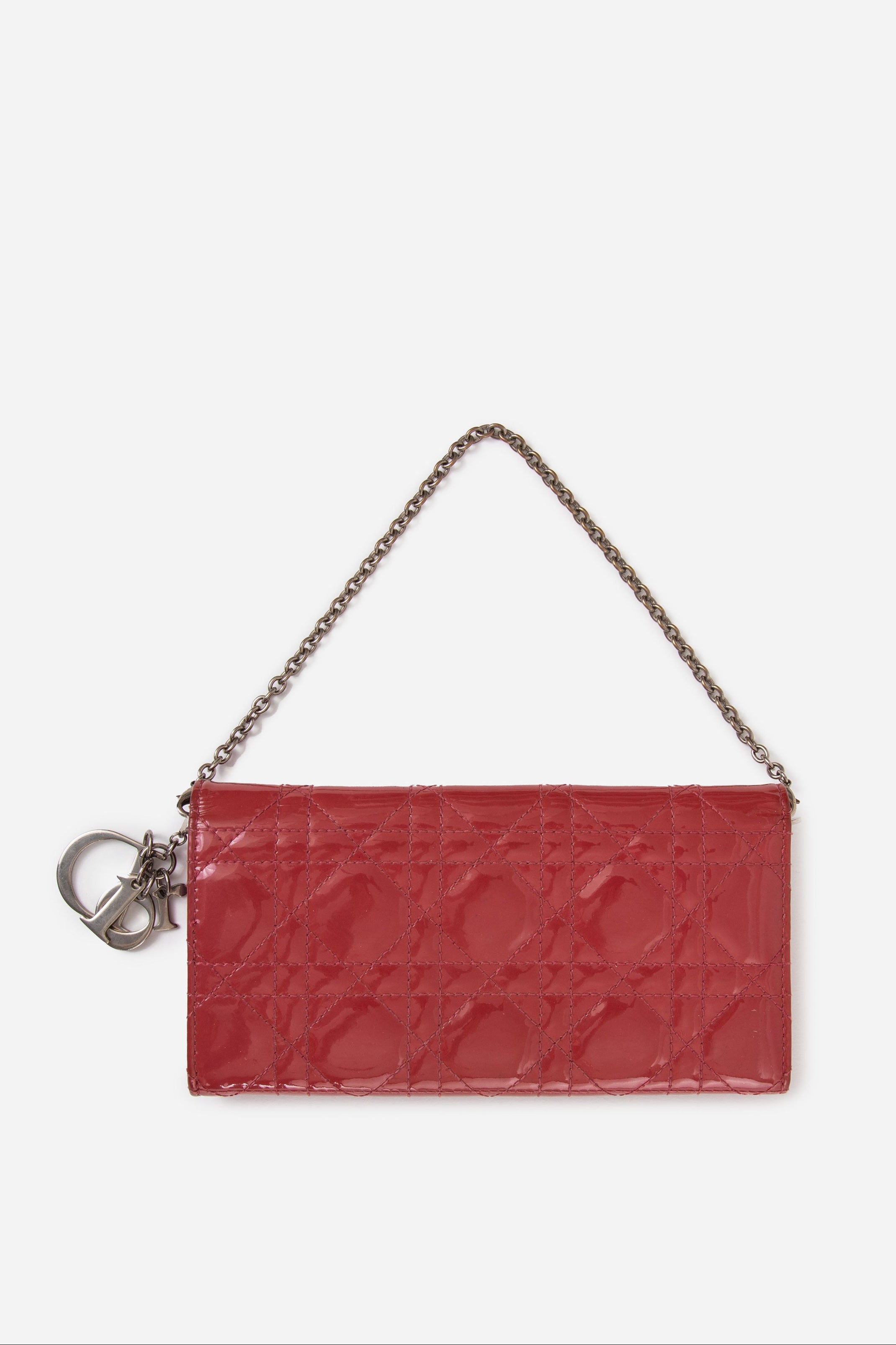 Dior 2012 Pink Patent Cannage Rendezvous Chain Wallet