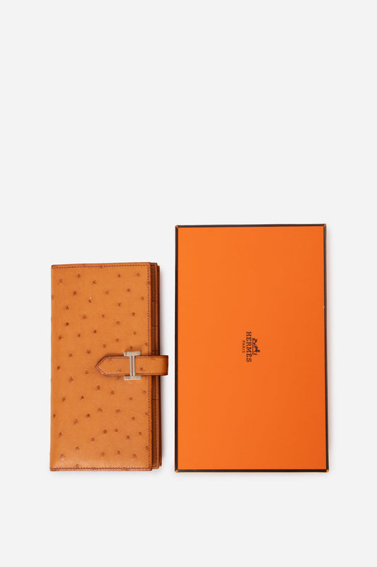 Hermes 2017 Ostrich Bearn Long Wallet