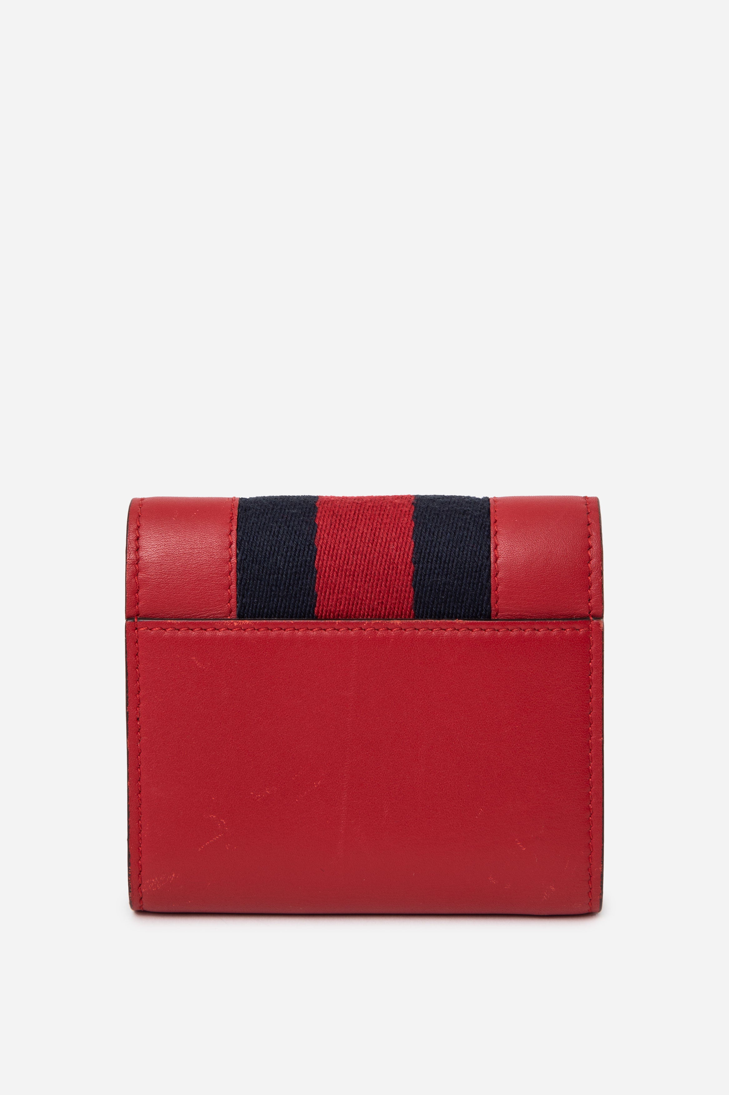 Gucci Red Calfskin Leather Sylvie Compact Wallet