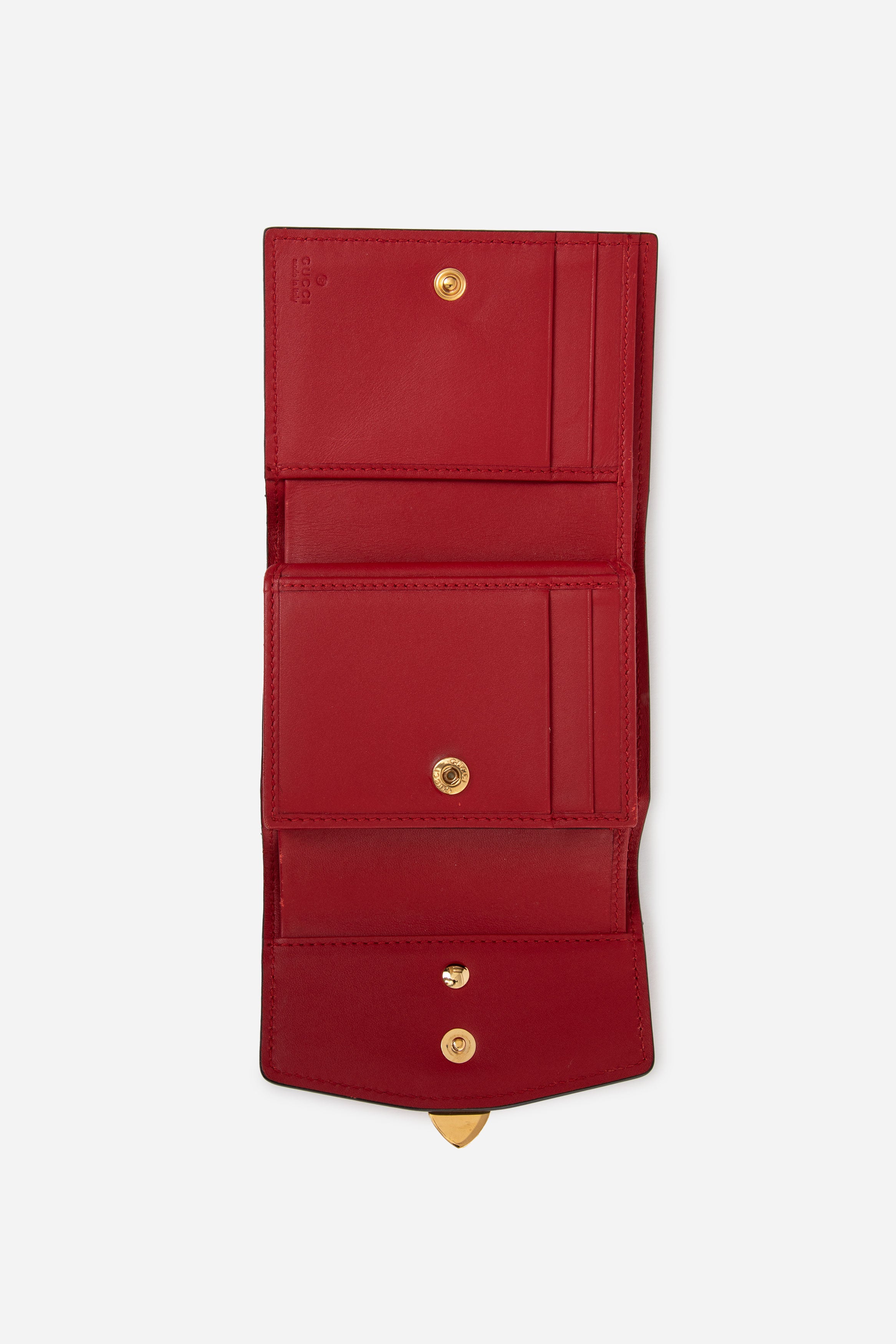 Gucci Red Calfskin Leather Sylvie Compact Wallet