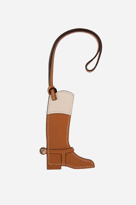 Hermès Tan/Cream Leather Paddock Boot Bag Charm