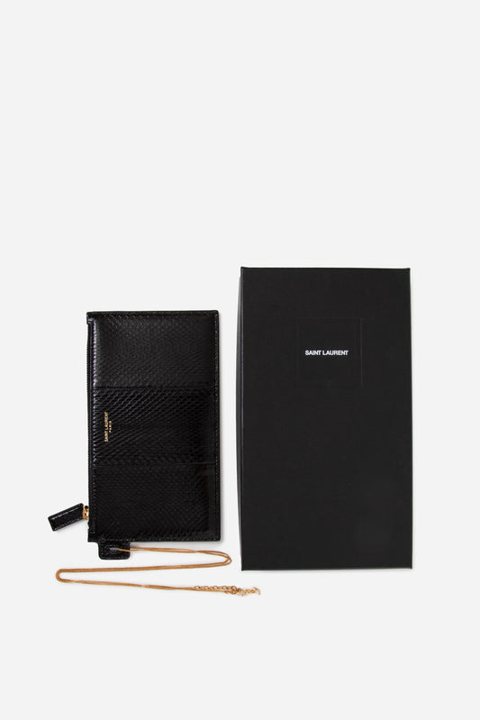 Saint Laurent Embossed Leather Chain Pouch NWT