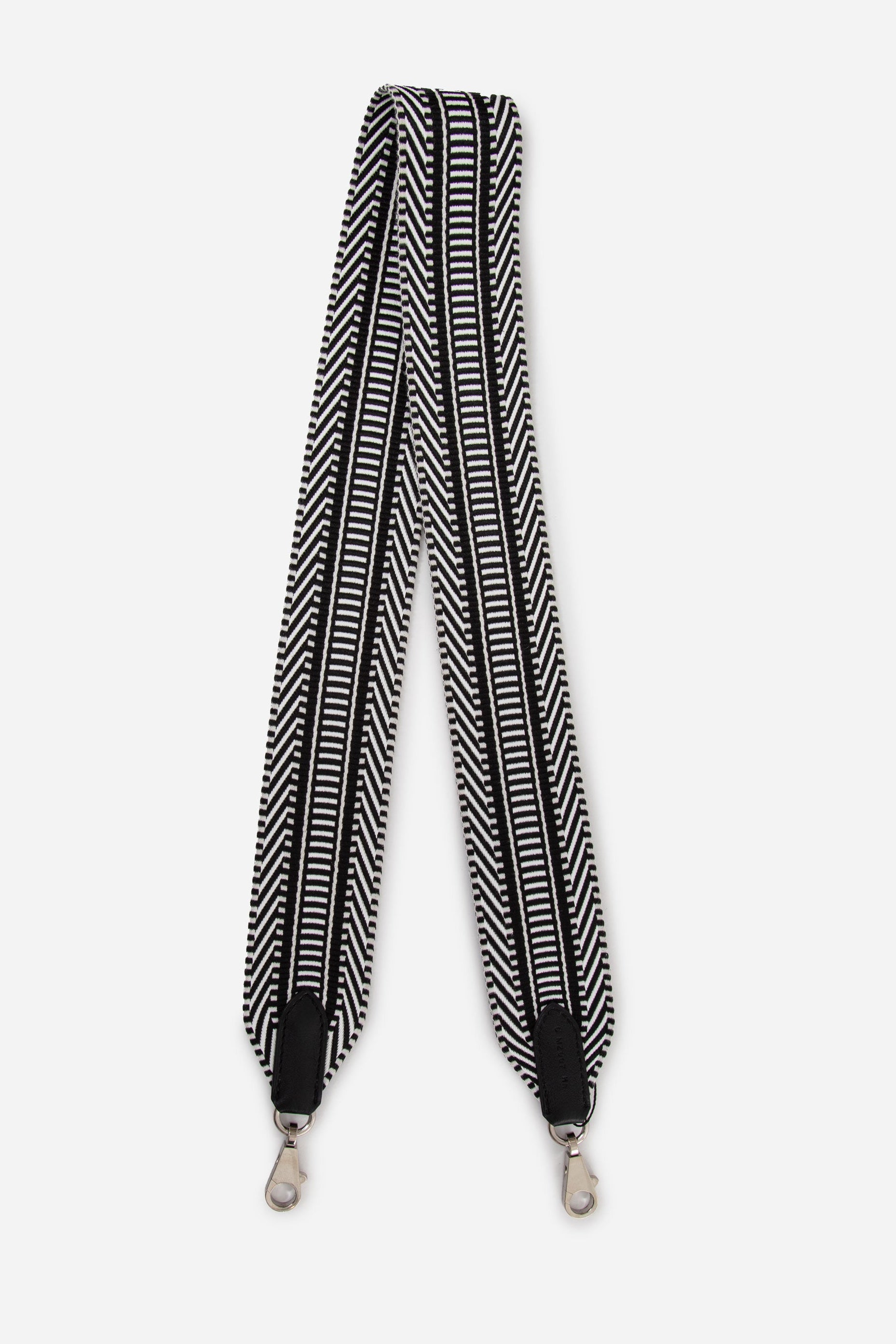 Hermes Black/White Sangle Cavale 50 mm Bag Strap PHW
