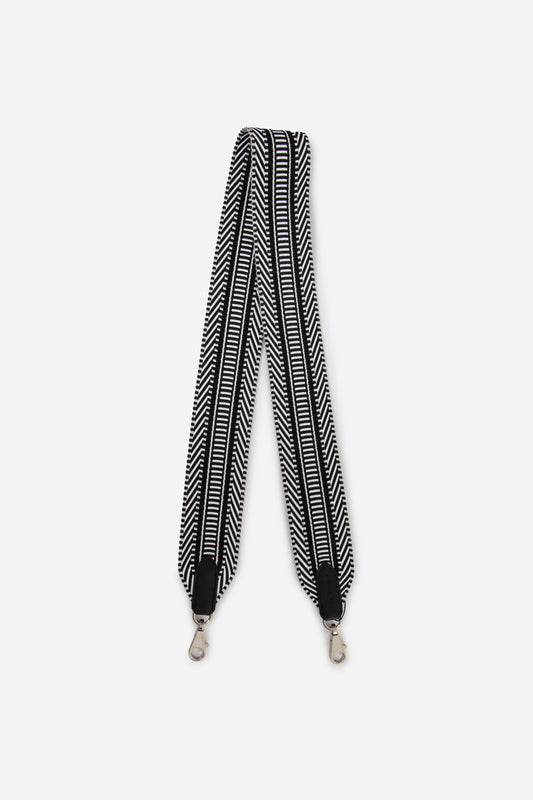 Hermes Black/White Sangle Cavale 50 mm Bag Strap PHW