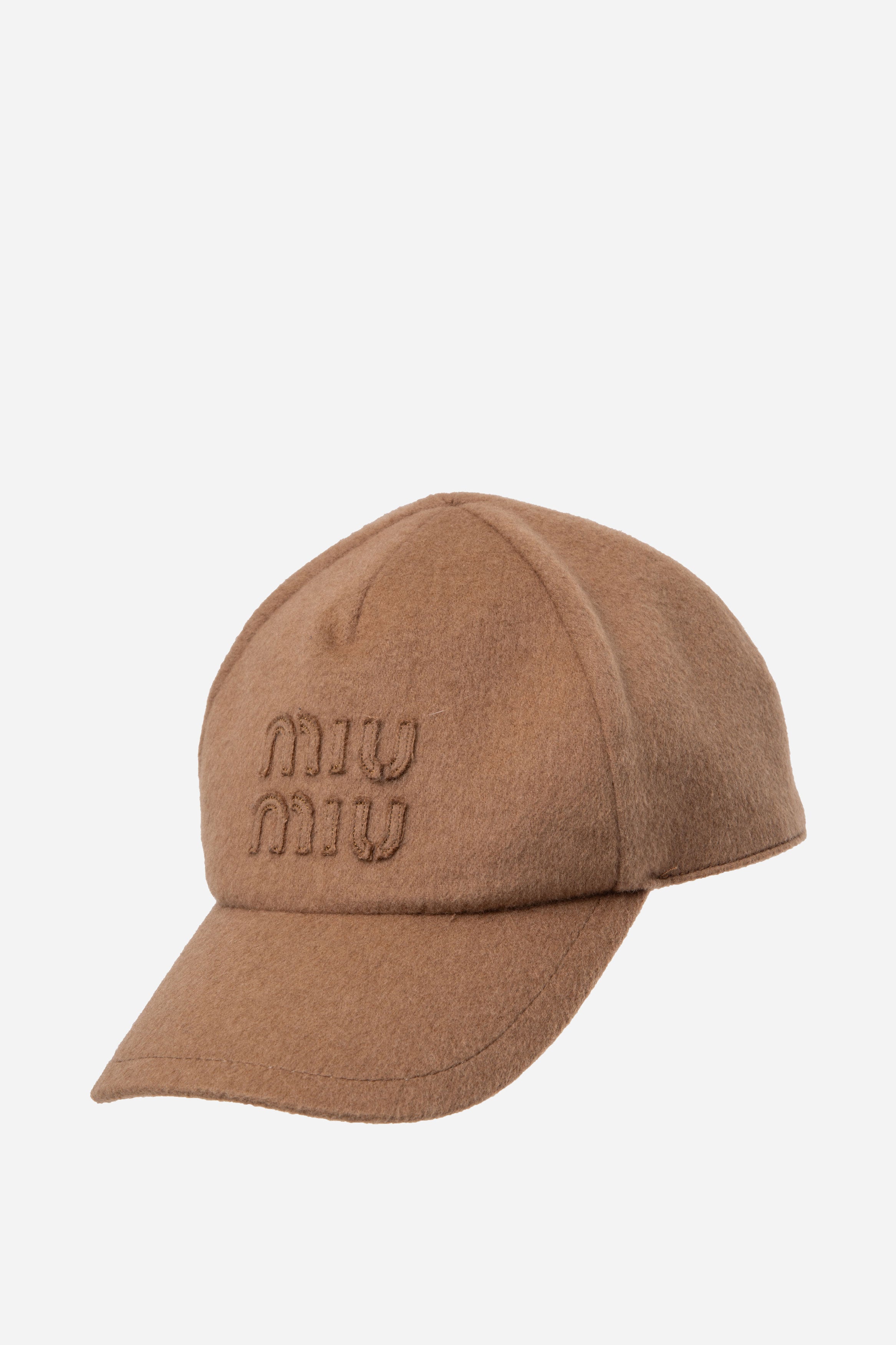 Miu Miu Beige Camel Wool Baseball Cap