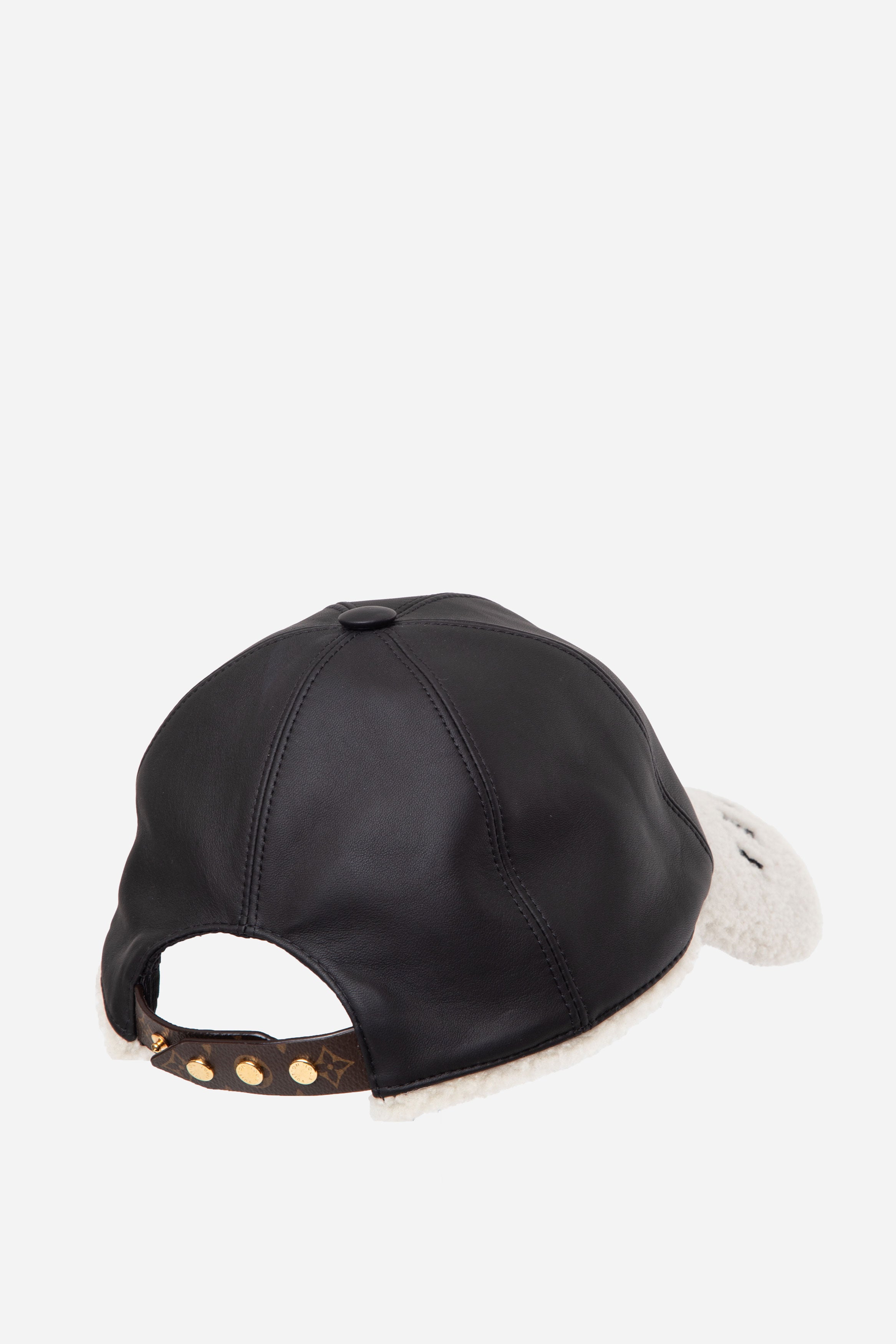 Louis Vuitton Black/White Lambskin and Shearling Baseball Cap