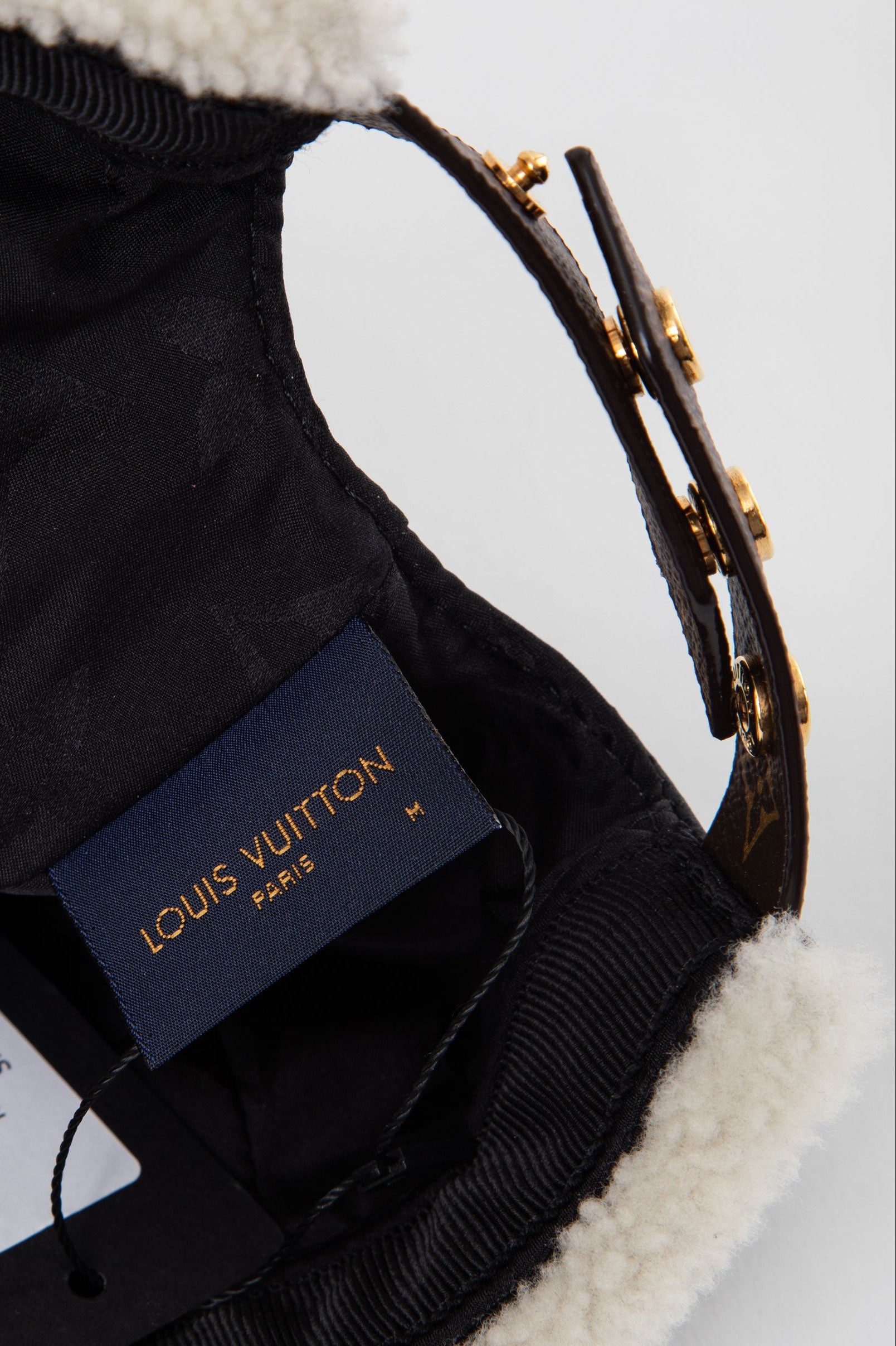 Louis Vuitton Black/White Lambskin and Shearling Baseball Cap