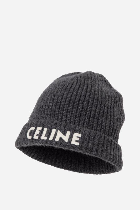 Celine Grey Cashmere  Logo Beanie