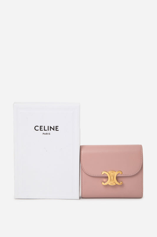 Celine 2020 Pink Calfskin Leather Compact Wallet