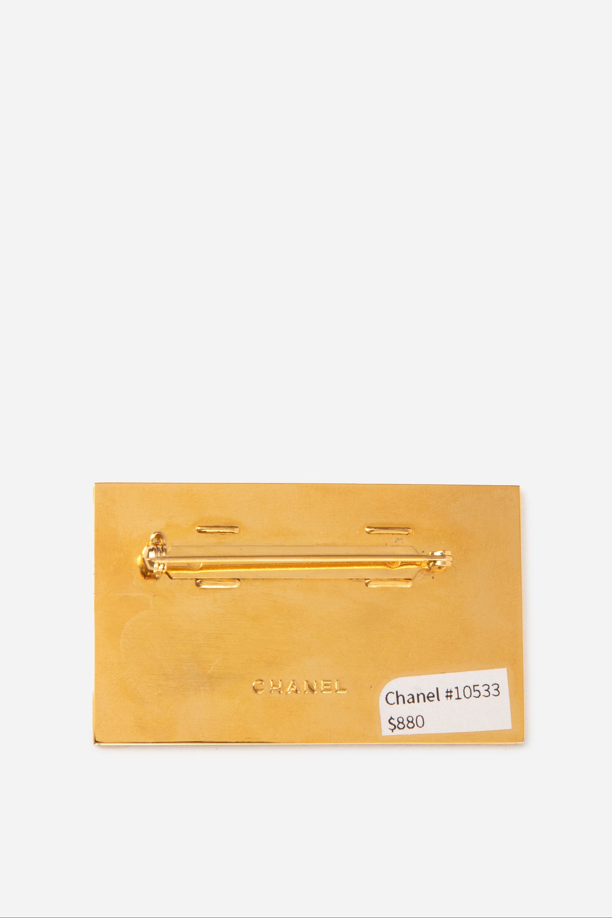 Pre-owned Chanel Rectangle Logo Brooch
