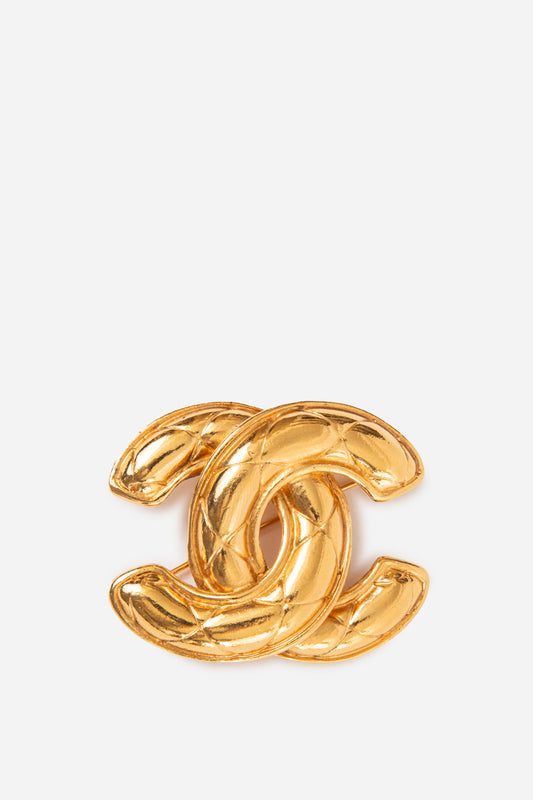 Pre-owned CHANEL 80's Quilted CC Brooch M