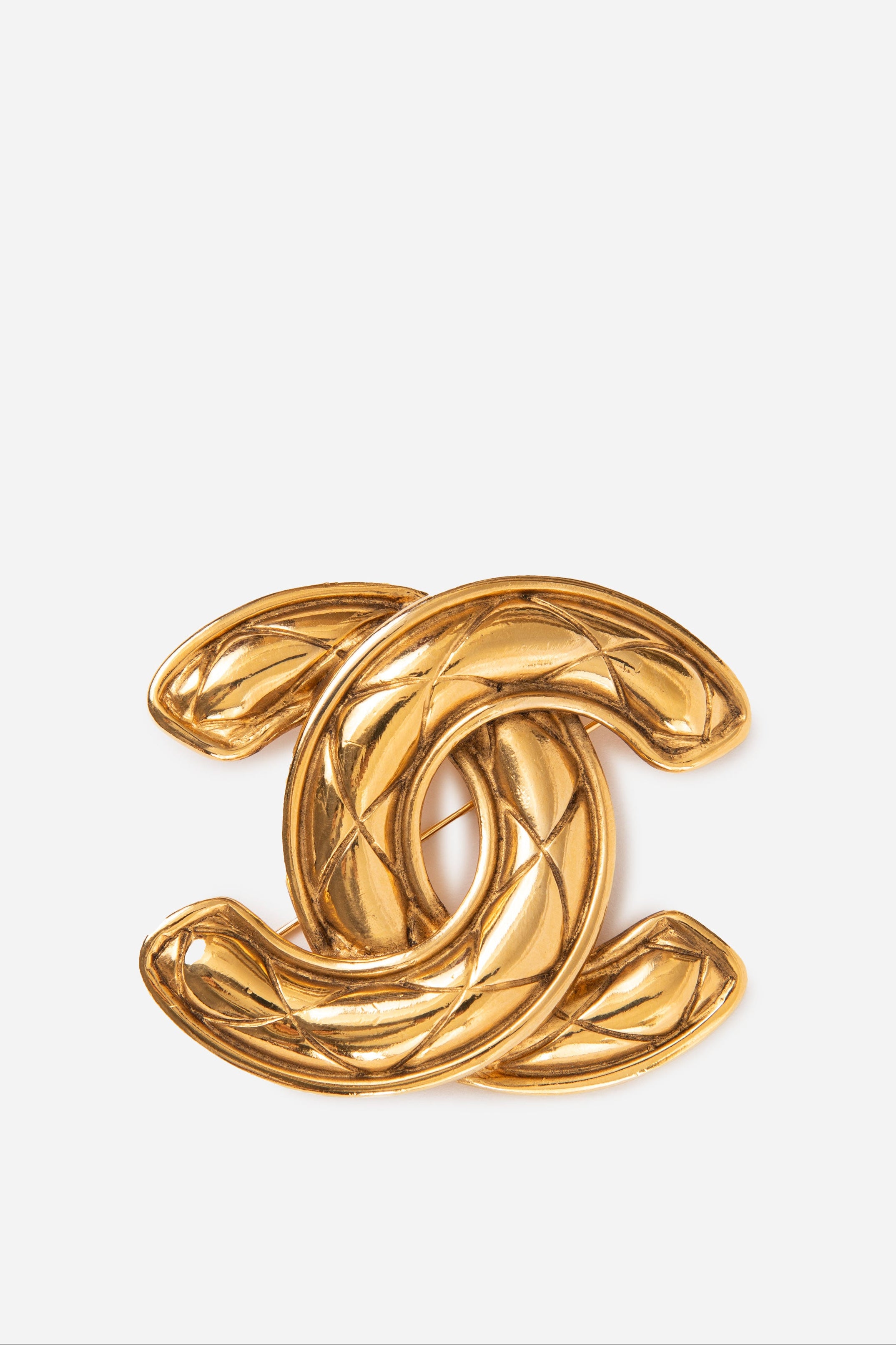 Pre-owned CHANEL 80's Quilted CC Brooch Large