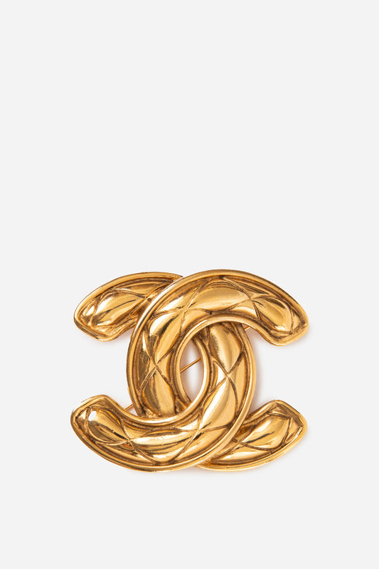 Pre-owned CHANEL 80's Quilted CC Brooch Large
