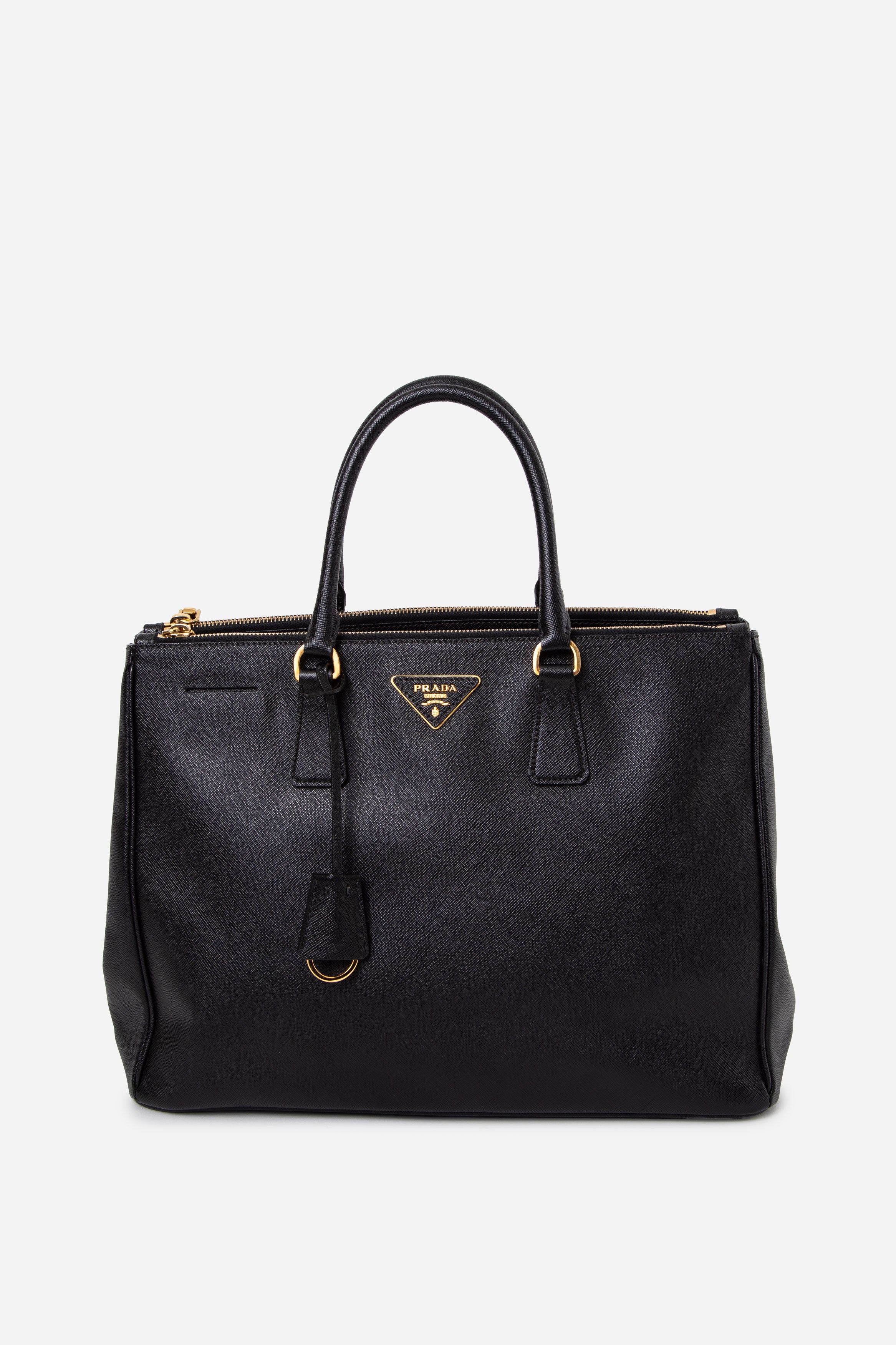 Prada Black Saffiano Leather Medium Galleria Double Zip Tote Bag