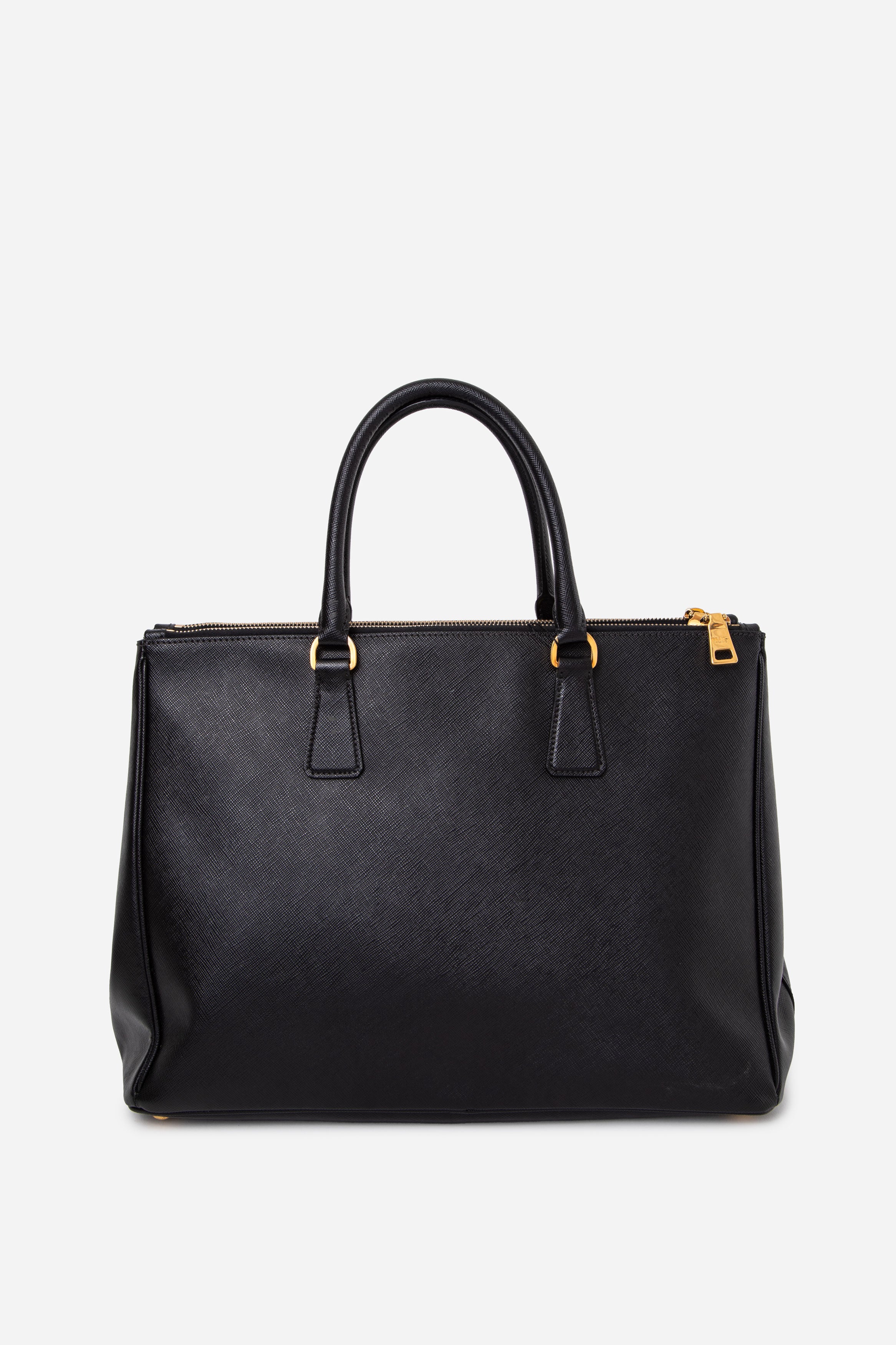 Prada Black Saffiano Leather Medium Galleria Double Zip Tote Bag