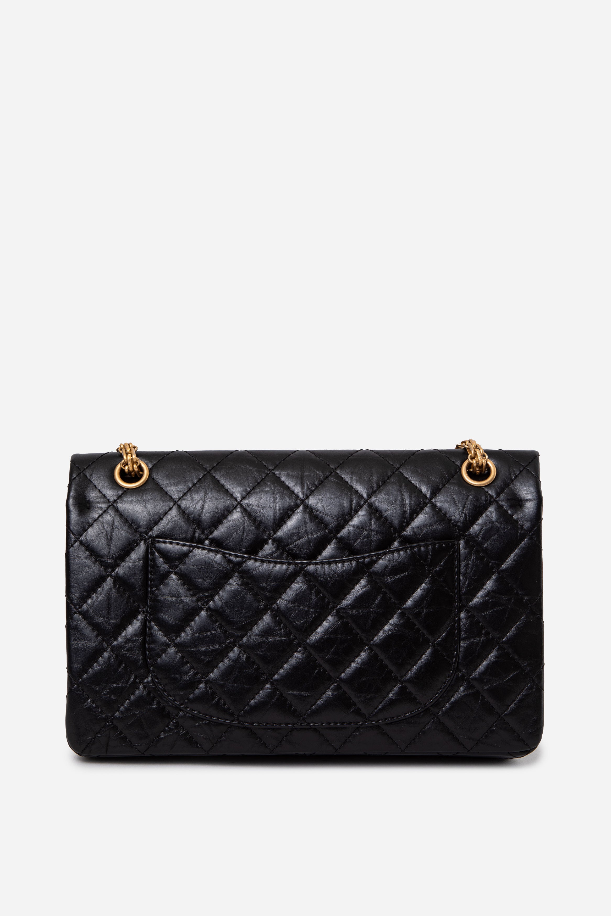 Pre-Owned Chanel Black Aged Calfskin Leather 2.55 Large Handbag