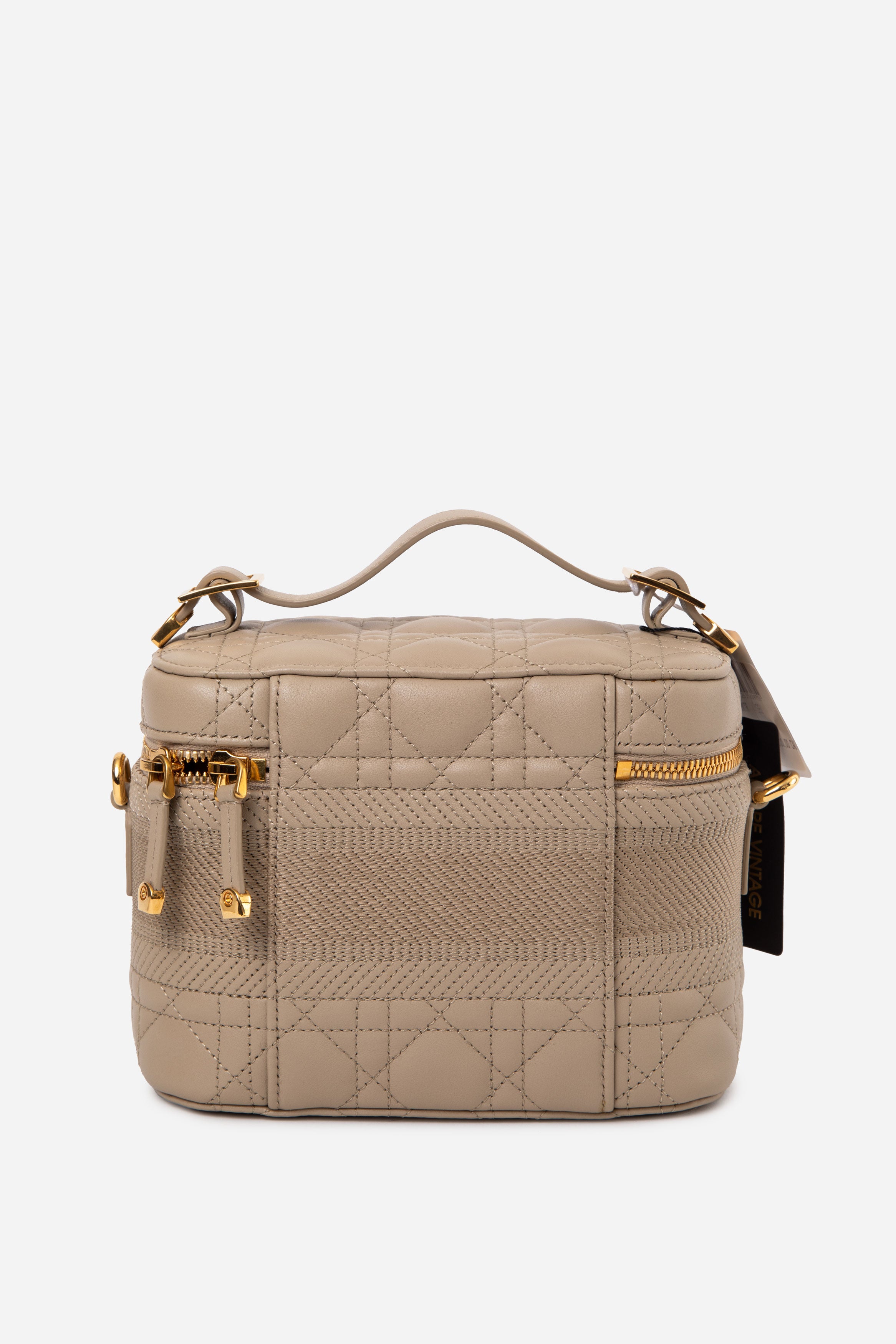 Christian Dior Beige Lambskin Small Diortravel Cannage Vanity Case
