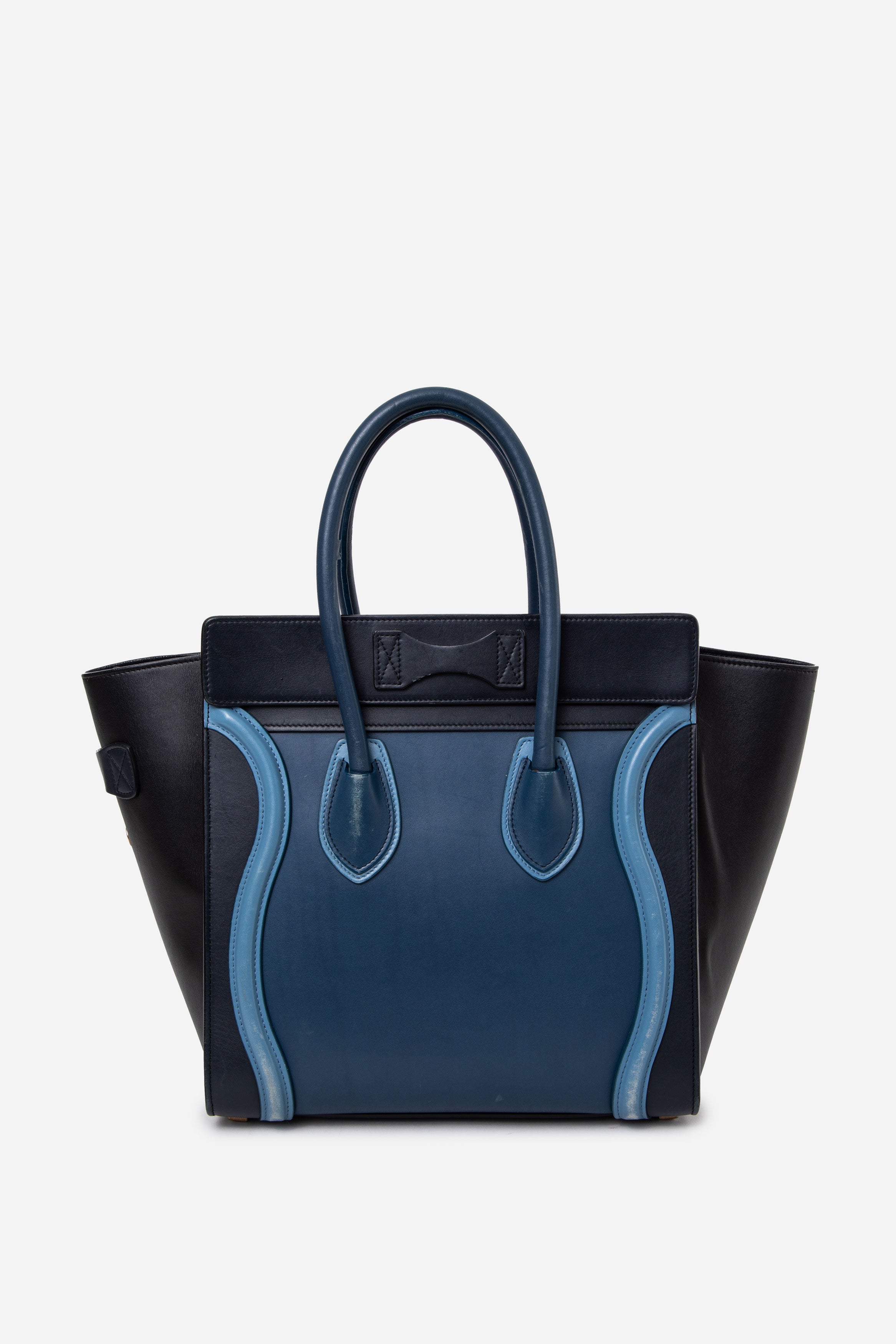 Celine Blue Calfskin Luggage Micro Tote Bag