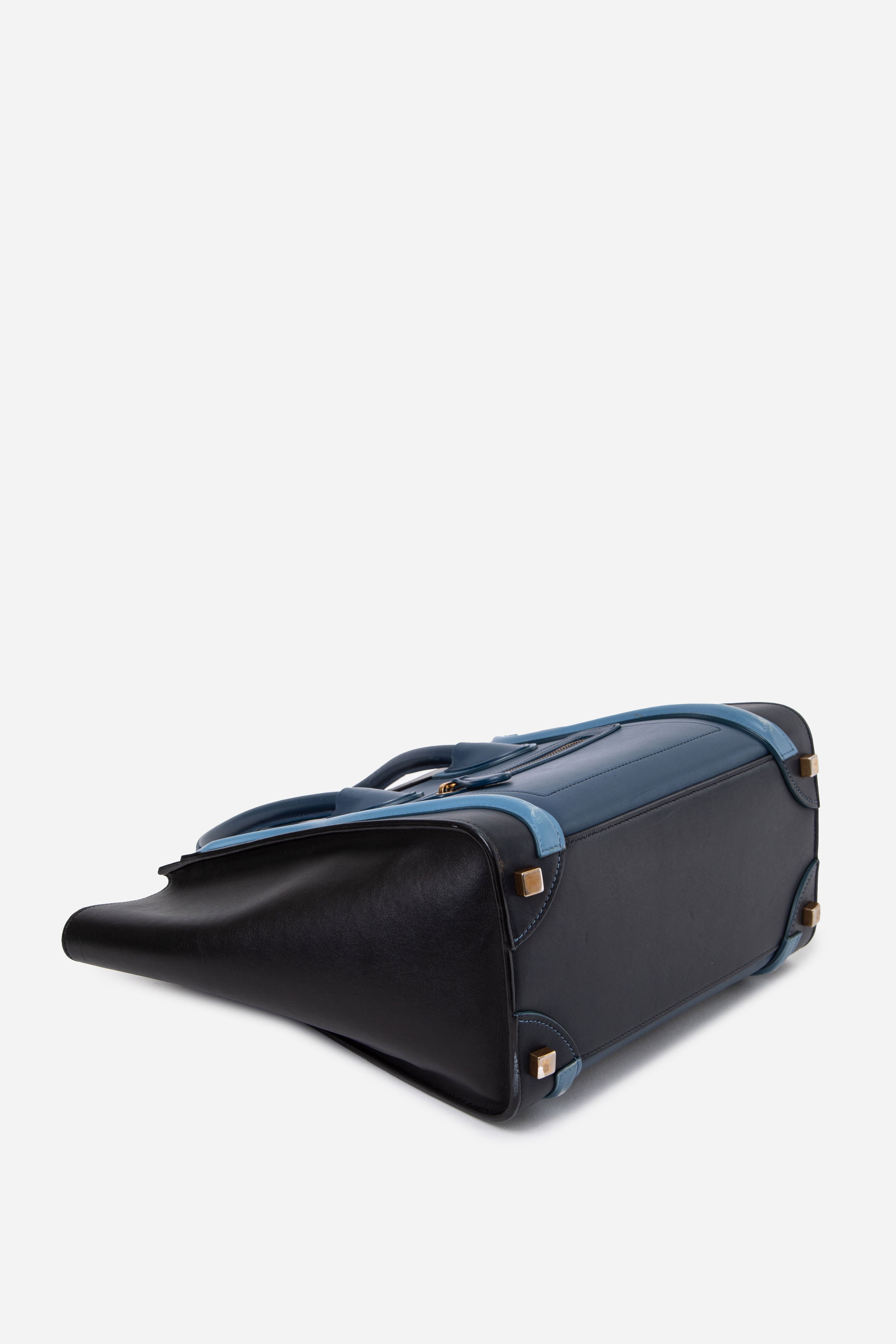 Celine Blue Calfskin Luggage Micro Tote Bag