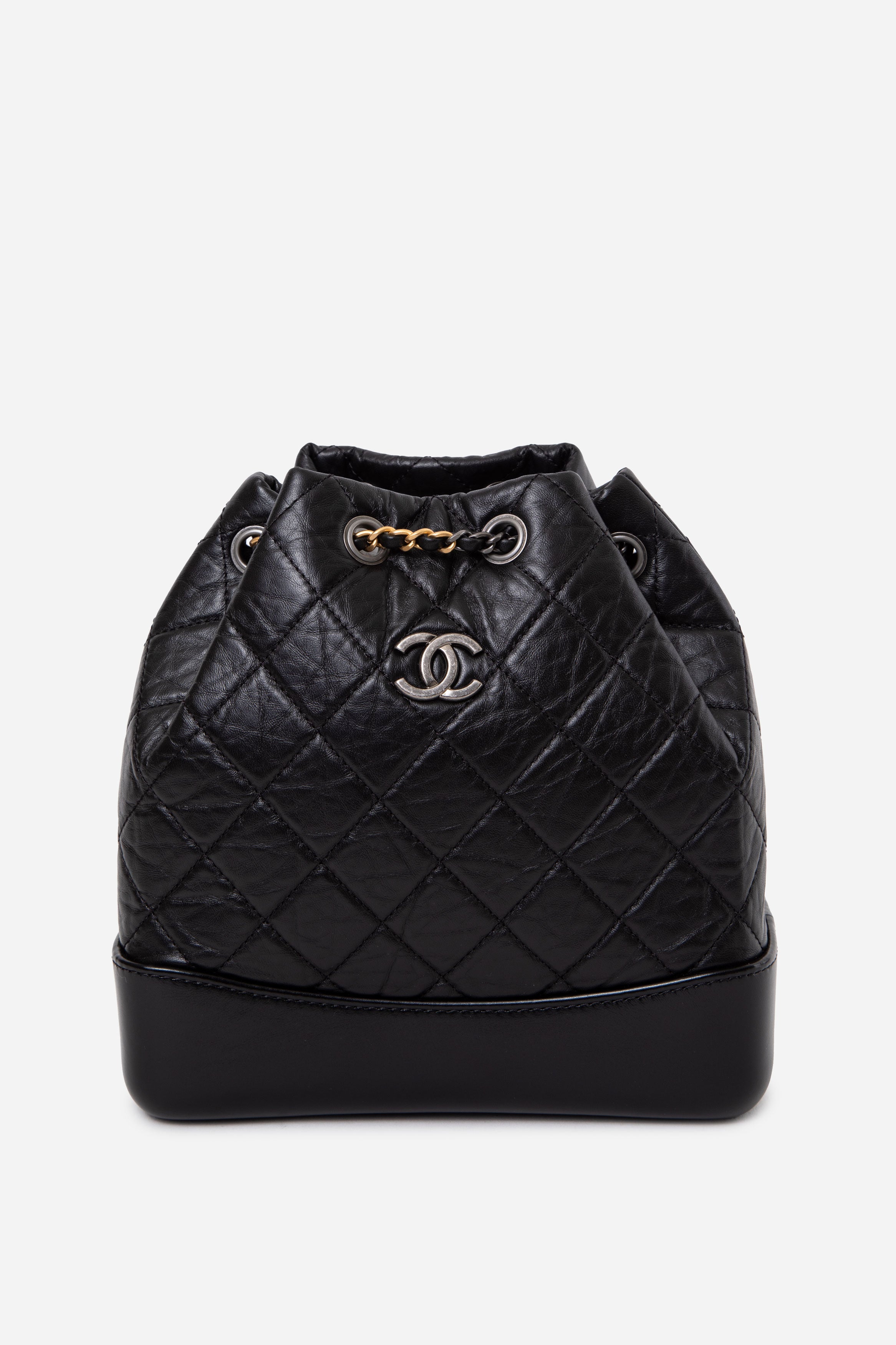 Pre-Owned CHANEL Black Quilted Gabrielle Backpack