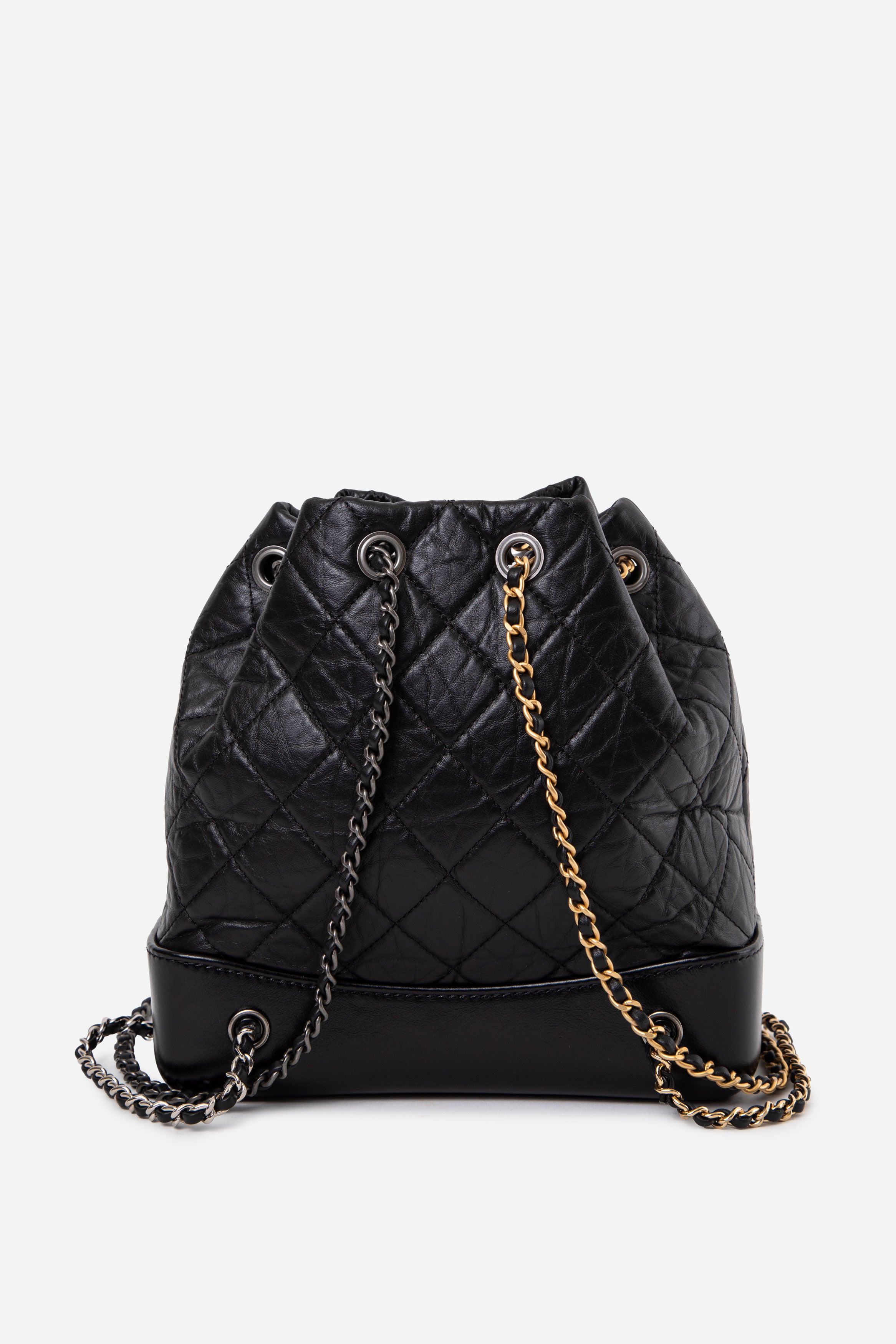 Pre-Owned CHANEL Black Quilted Gabrielle Backpack