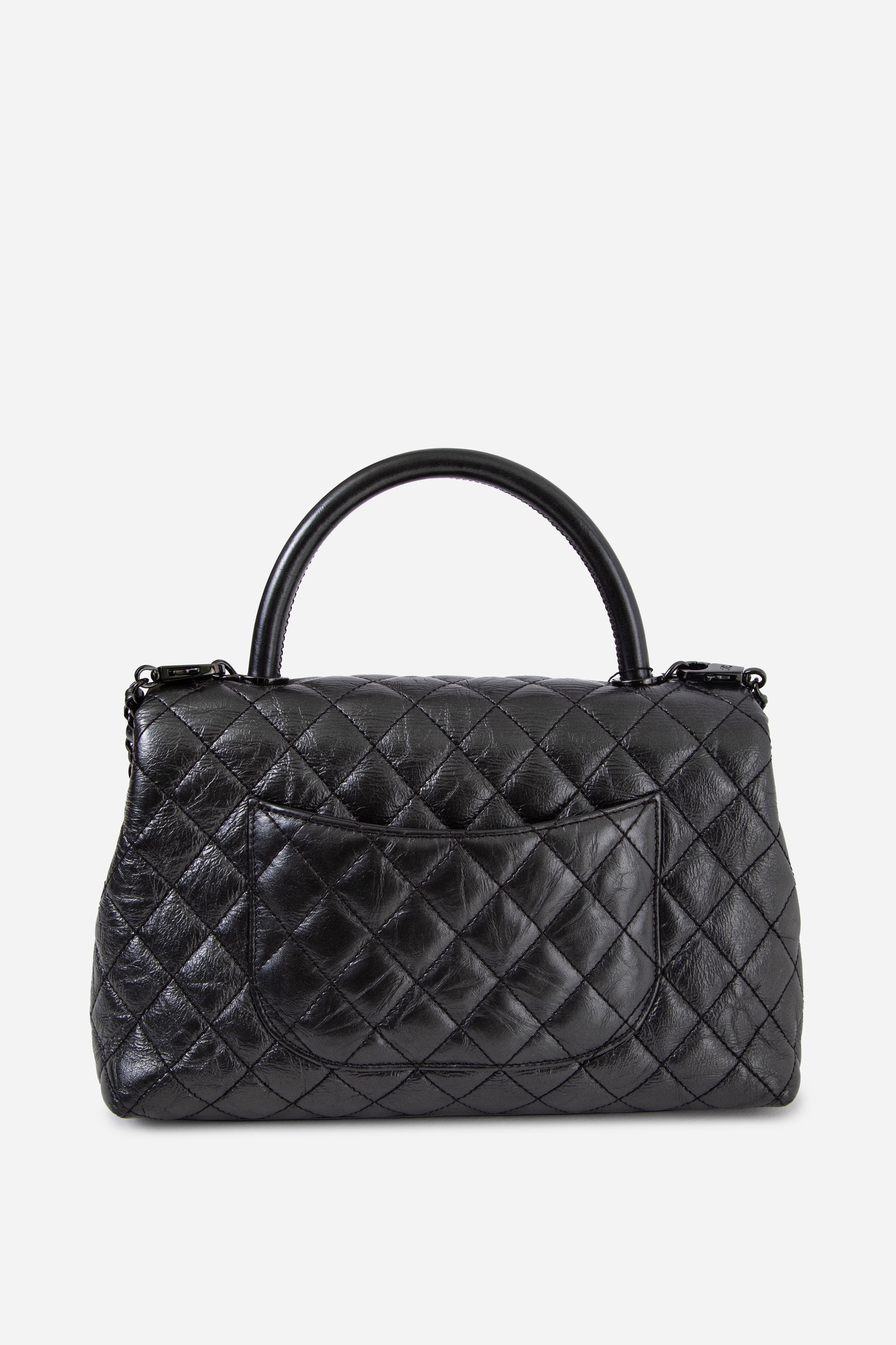 Pre-Owned Chanel So Black Small Aged Calfskin Coco Handle Top Handle