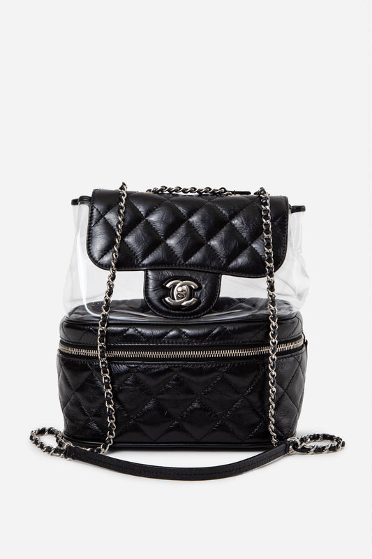 Pre-owned Chanel Black Calfskin PVC Quilted Crossbody