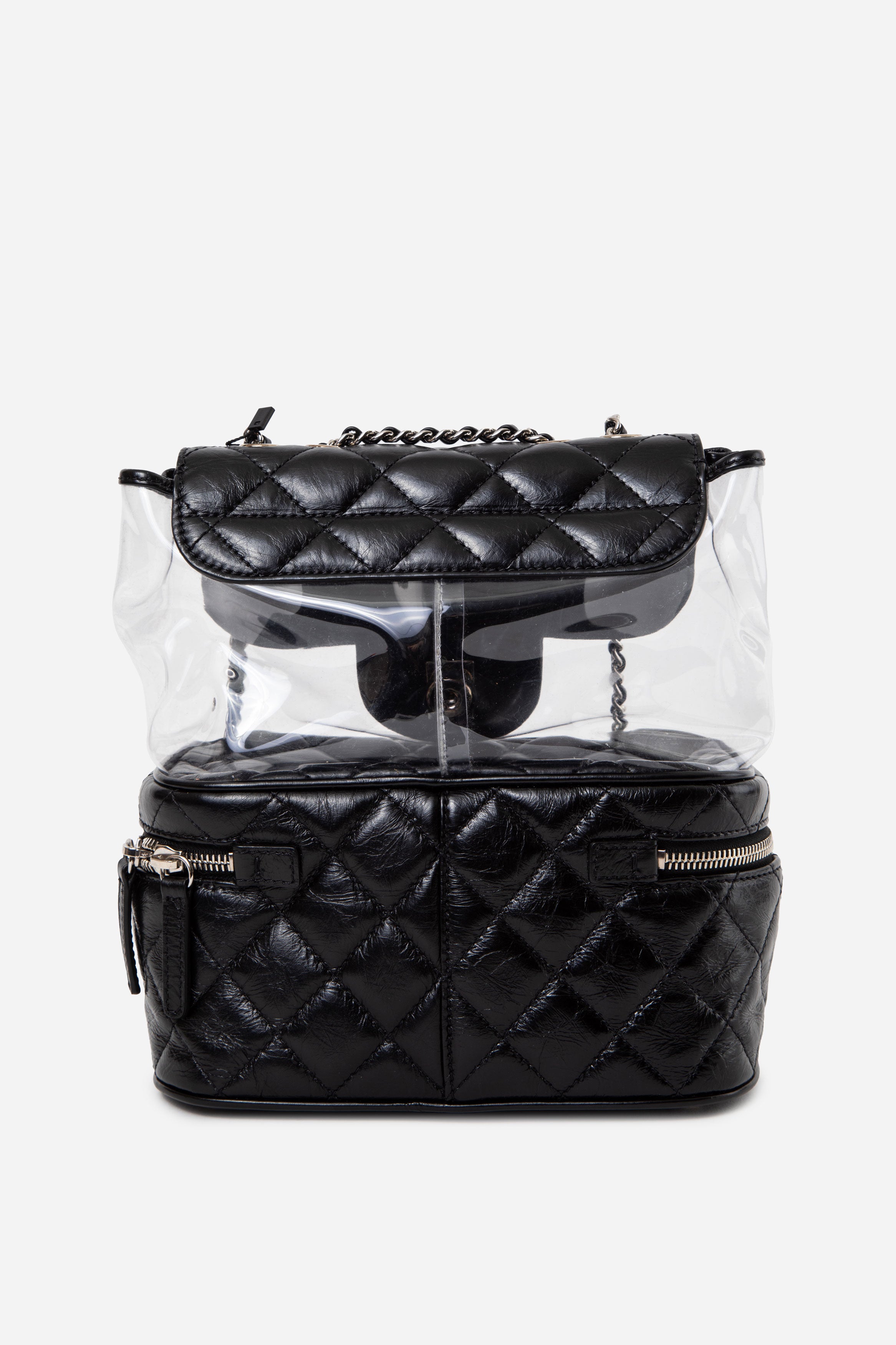 Pre-owned Chanel Black Calfskin PVC Quilted Crossbody
