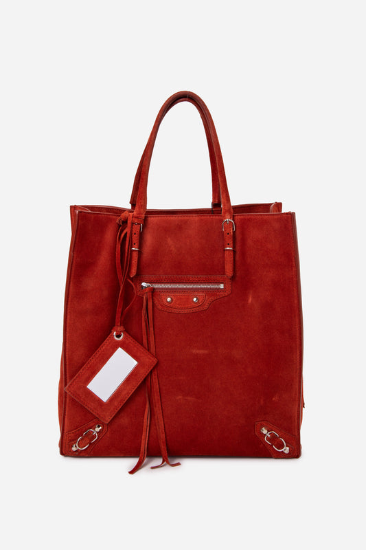 Balenciaga Red Suede Paprika Tote Bag