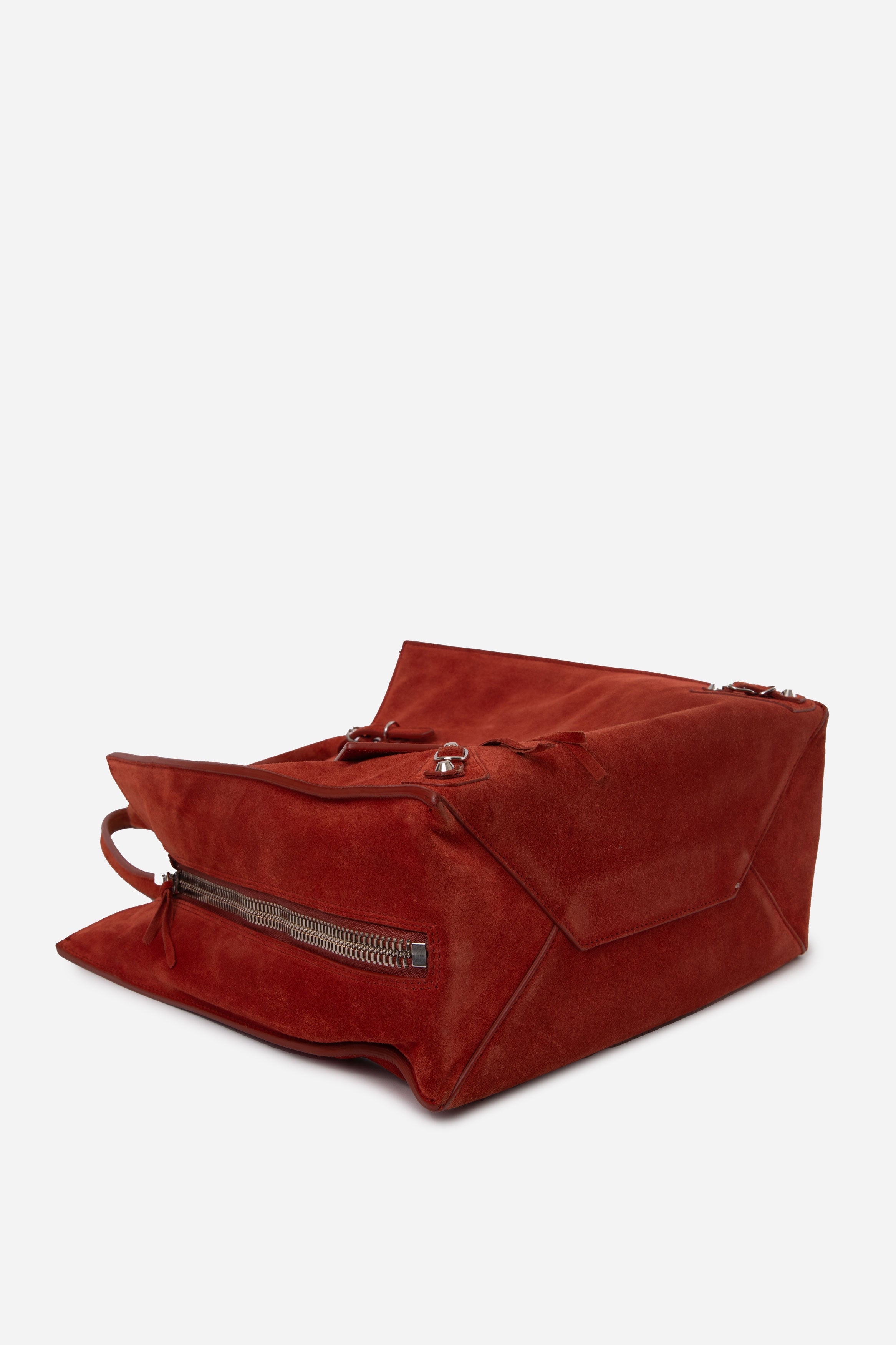 Balenciaga Red Suede Paprika Tote Bag