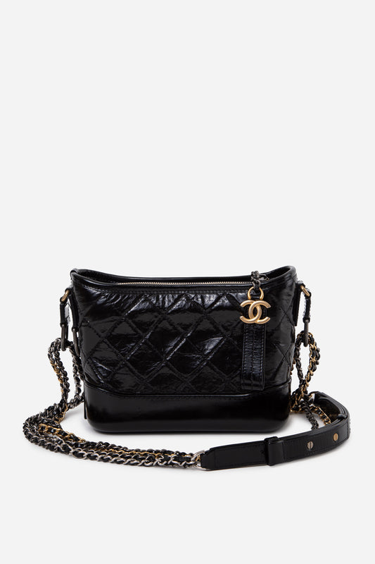 Pre-Owned Chanel Black Small Patent Gabrielle Hobo Bag