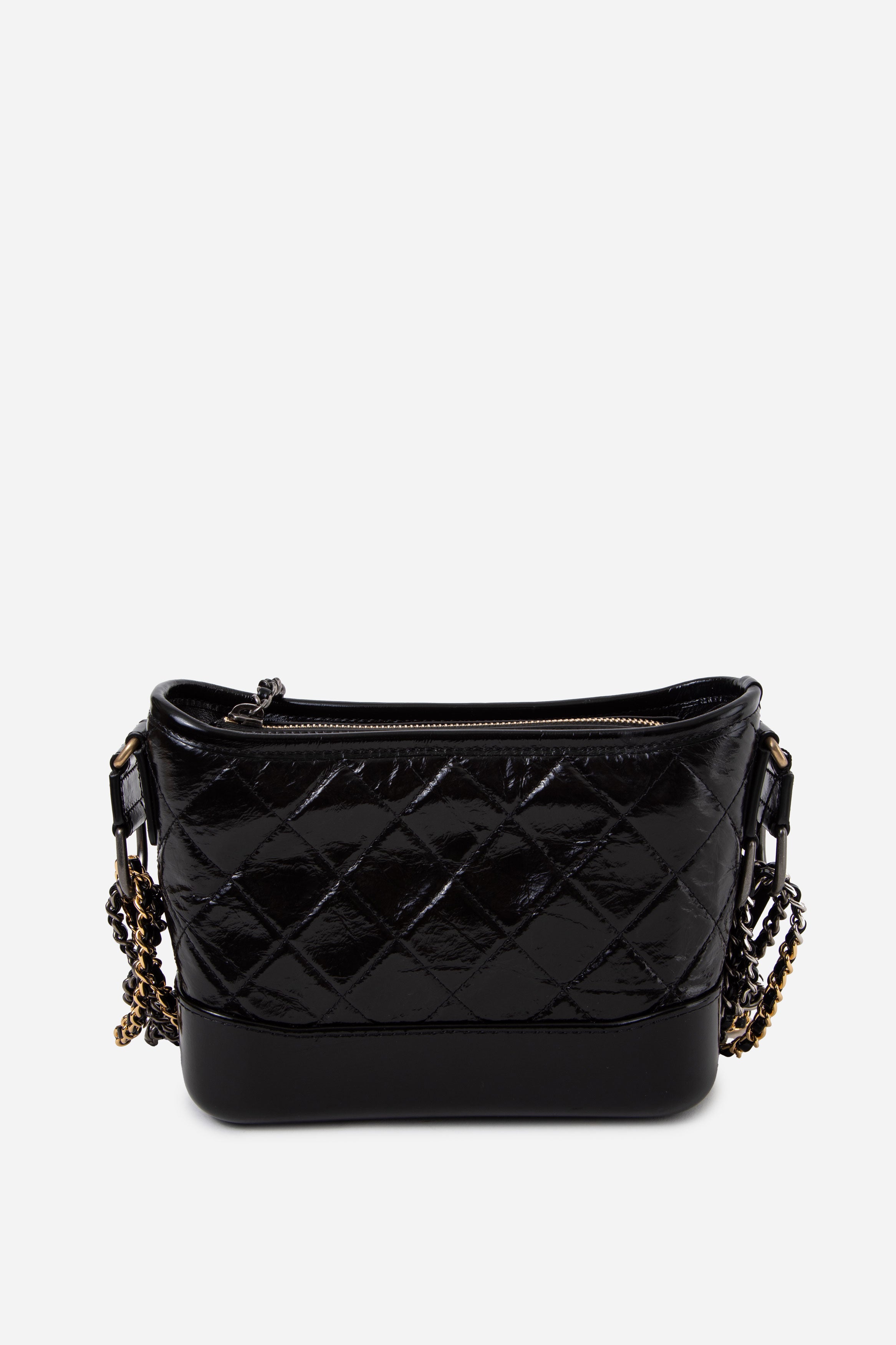 Pre-Owned Chanel Black Small Patent Gabrielle Hobo Bag