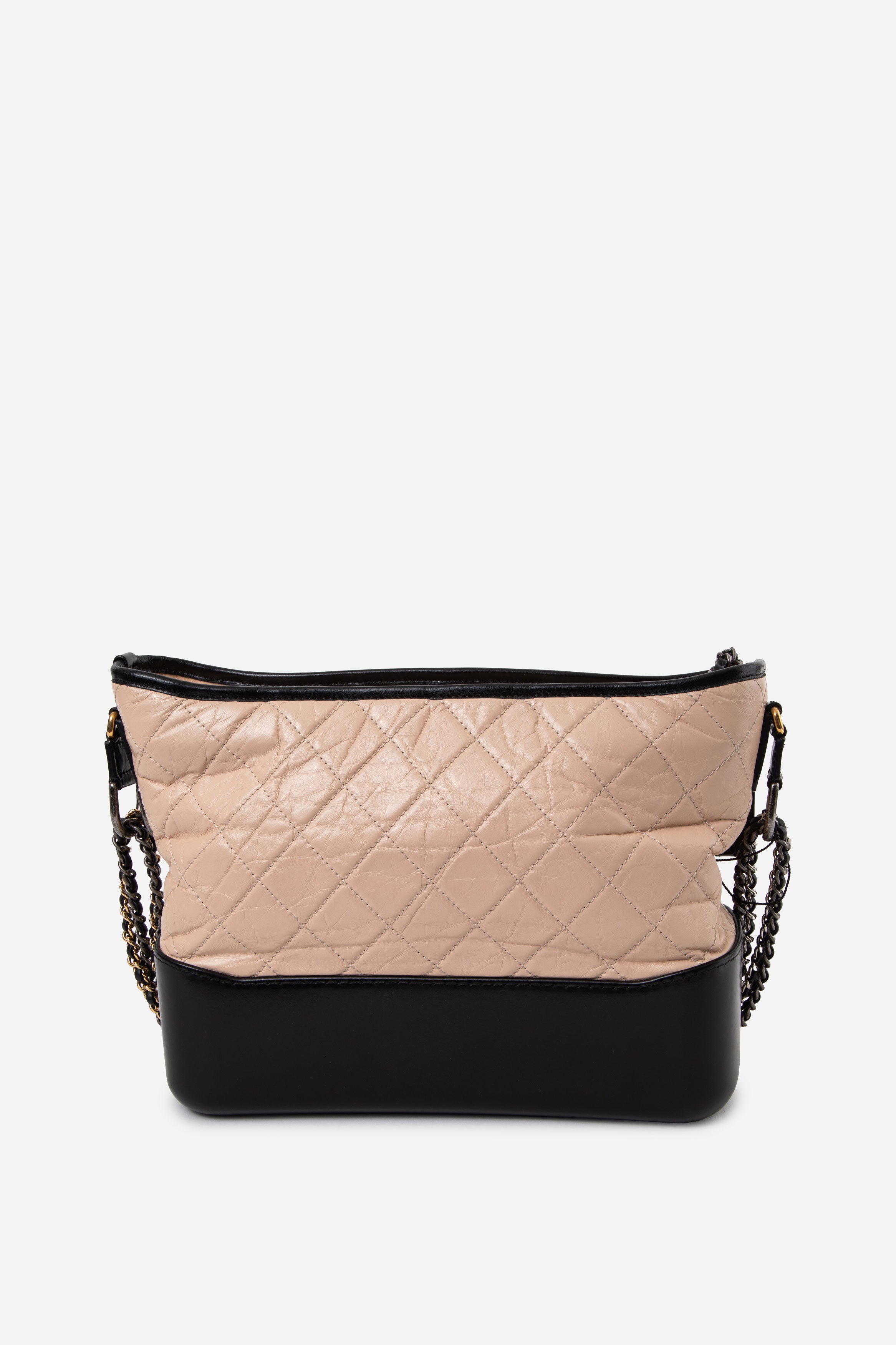 Pre-Owned Chanel 2017-2018 Beige/Black Medium Gabrielle Hobo Crossbody