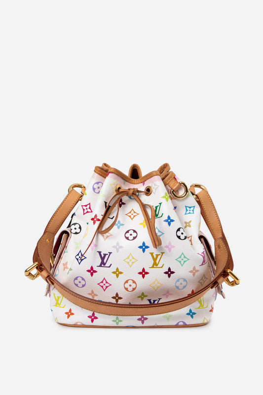 Louis Vuitton White Monogram Multicolor Petit Noe Shoulder Bag