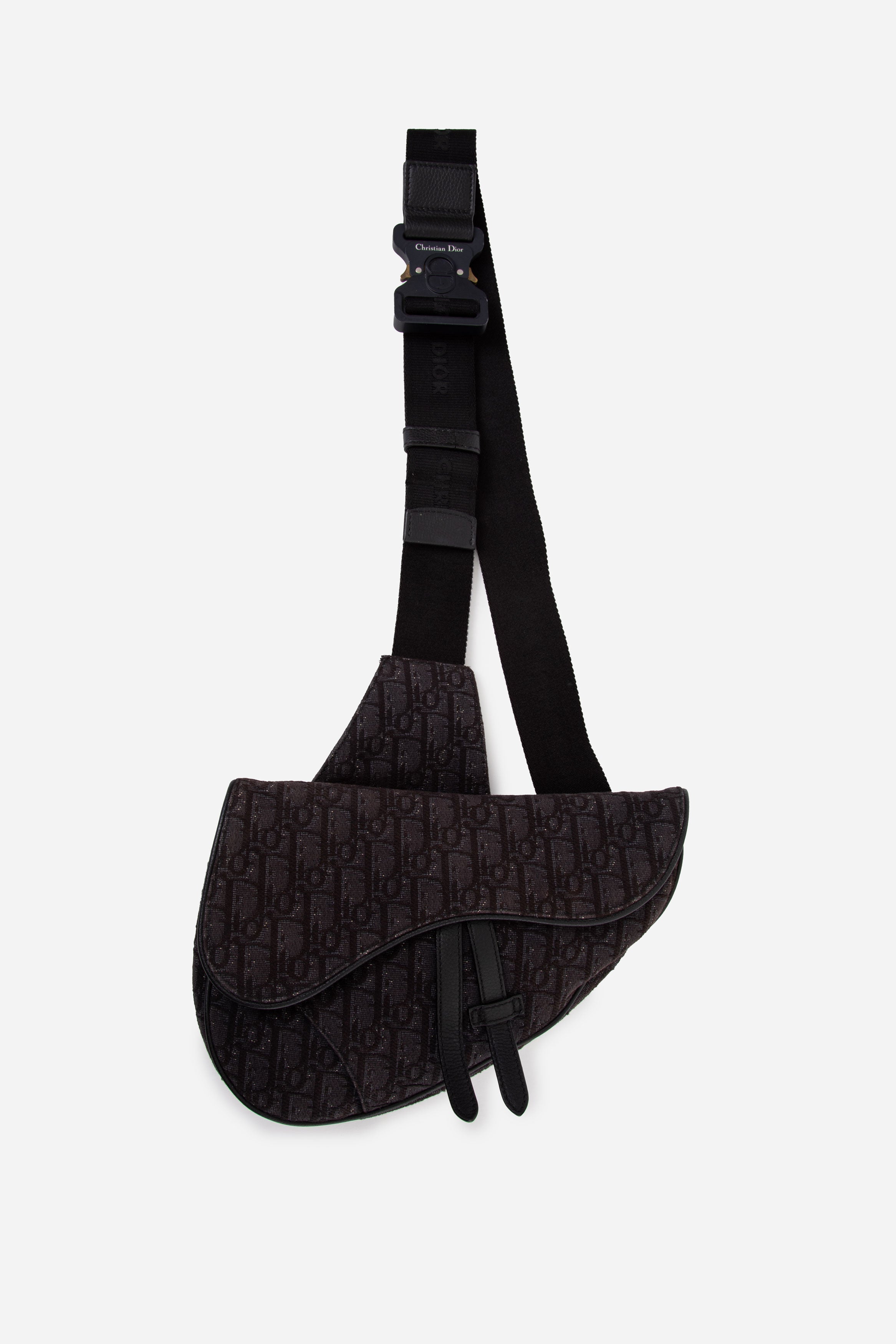 Christian Dior 2019 Black Oblique Mens Saddle Bag