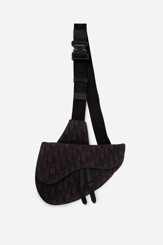 Christian Dior 2019 Black Oblique Mens Saddle Bag