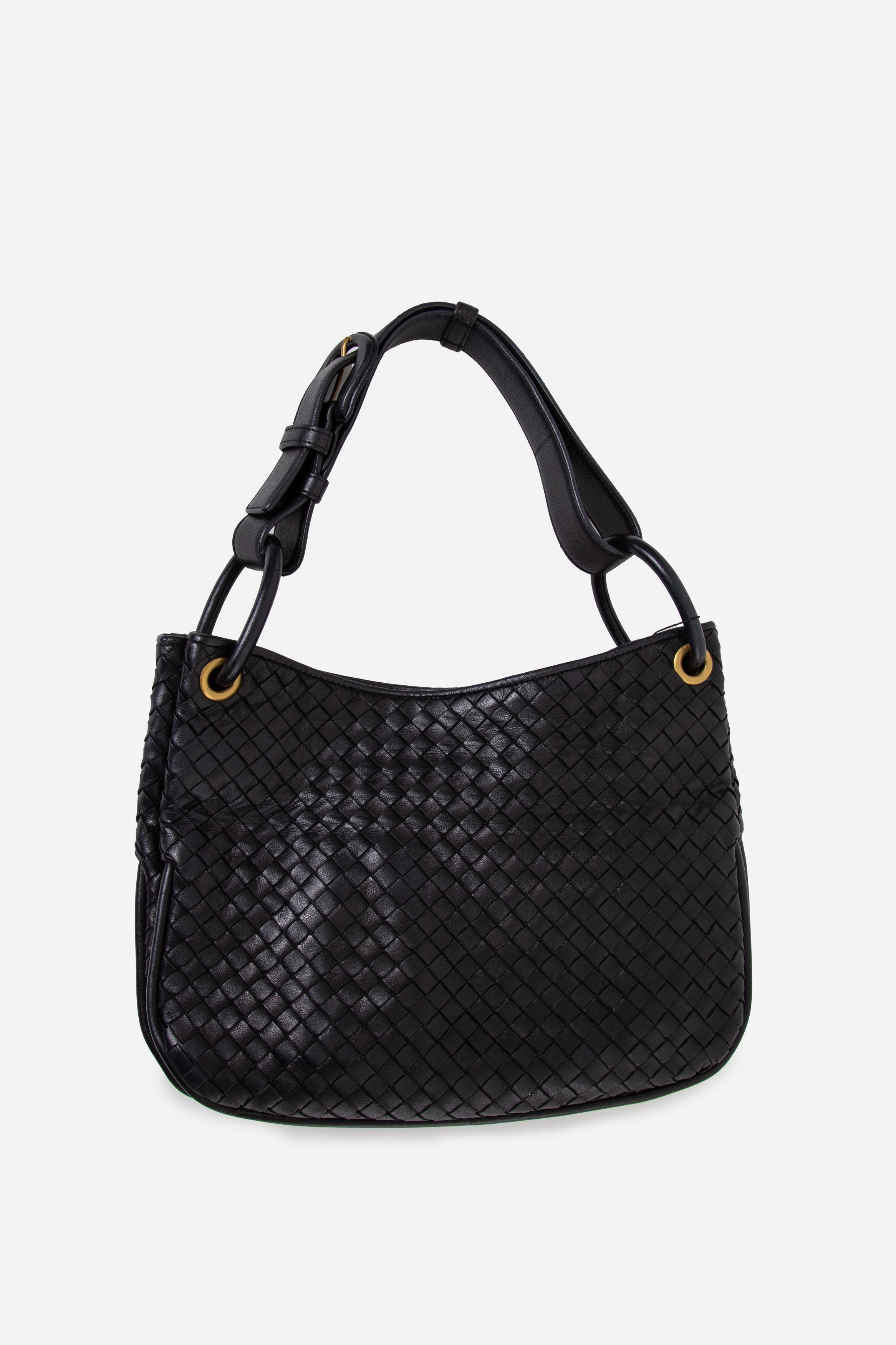 Bottega Veneta Black Nappa Intrecciato Small Hobo Bag