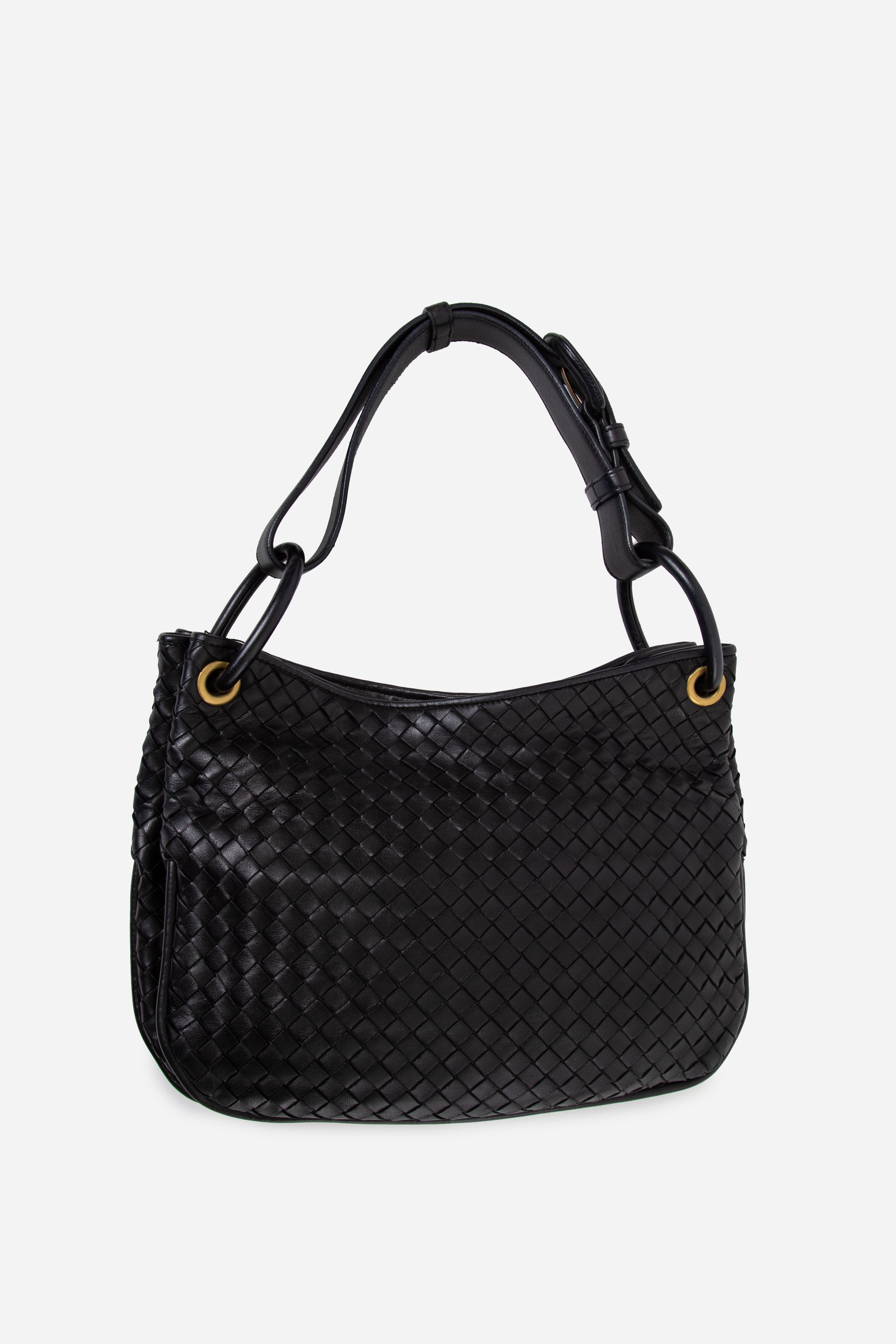Bottega Veneta Black Nappa Intrecciato Small Hobo Bag