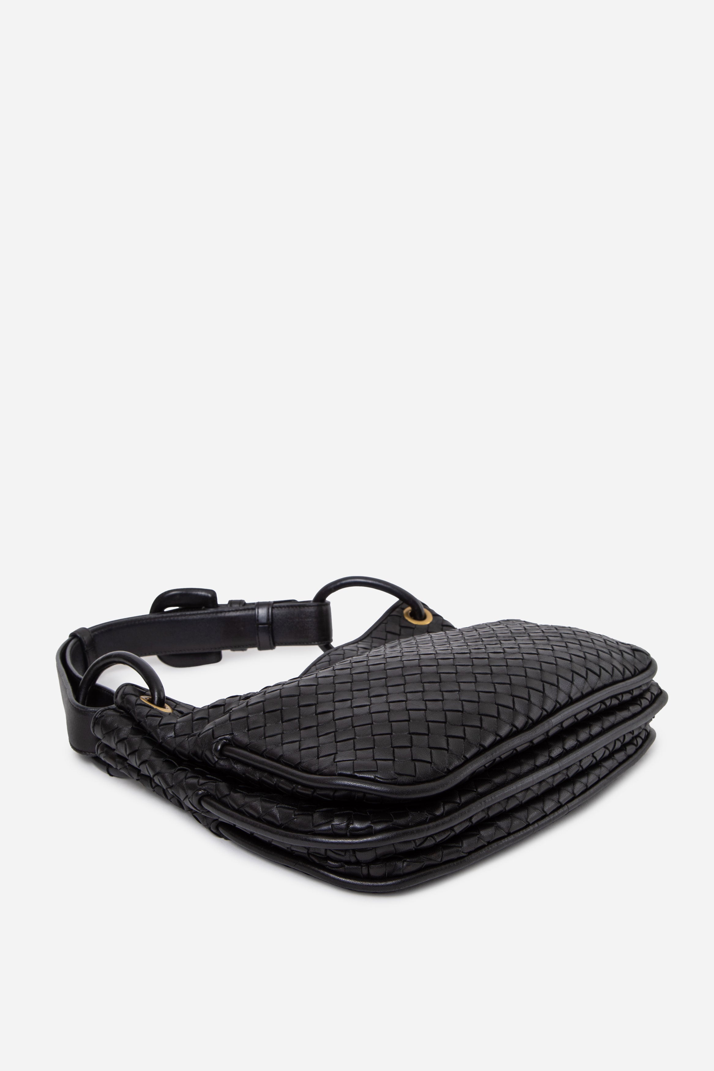 Bottega Veneta Black Nappa Intrecciato Small Hobo Bag
