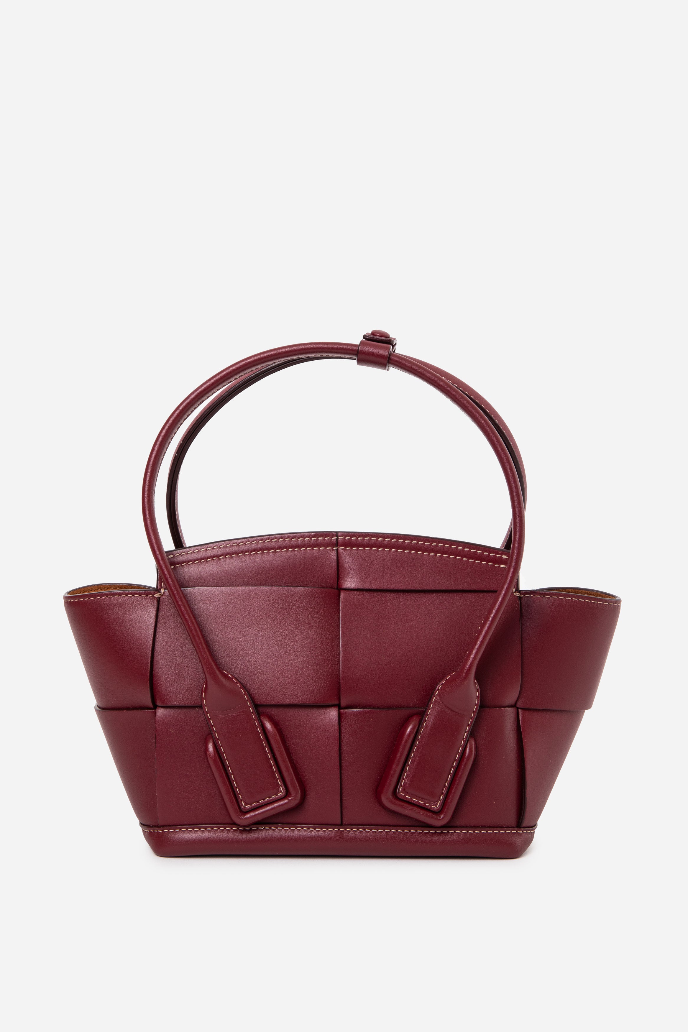 Bottega Veneta Burgundy Calfskin Mini Maxi Intrecciato Arco Shoulder Bag