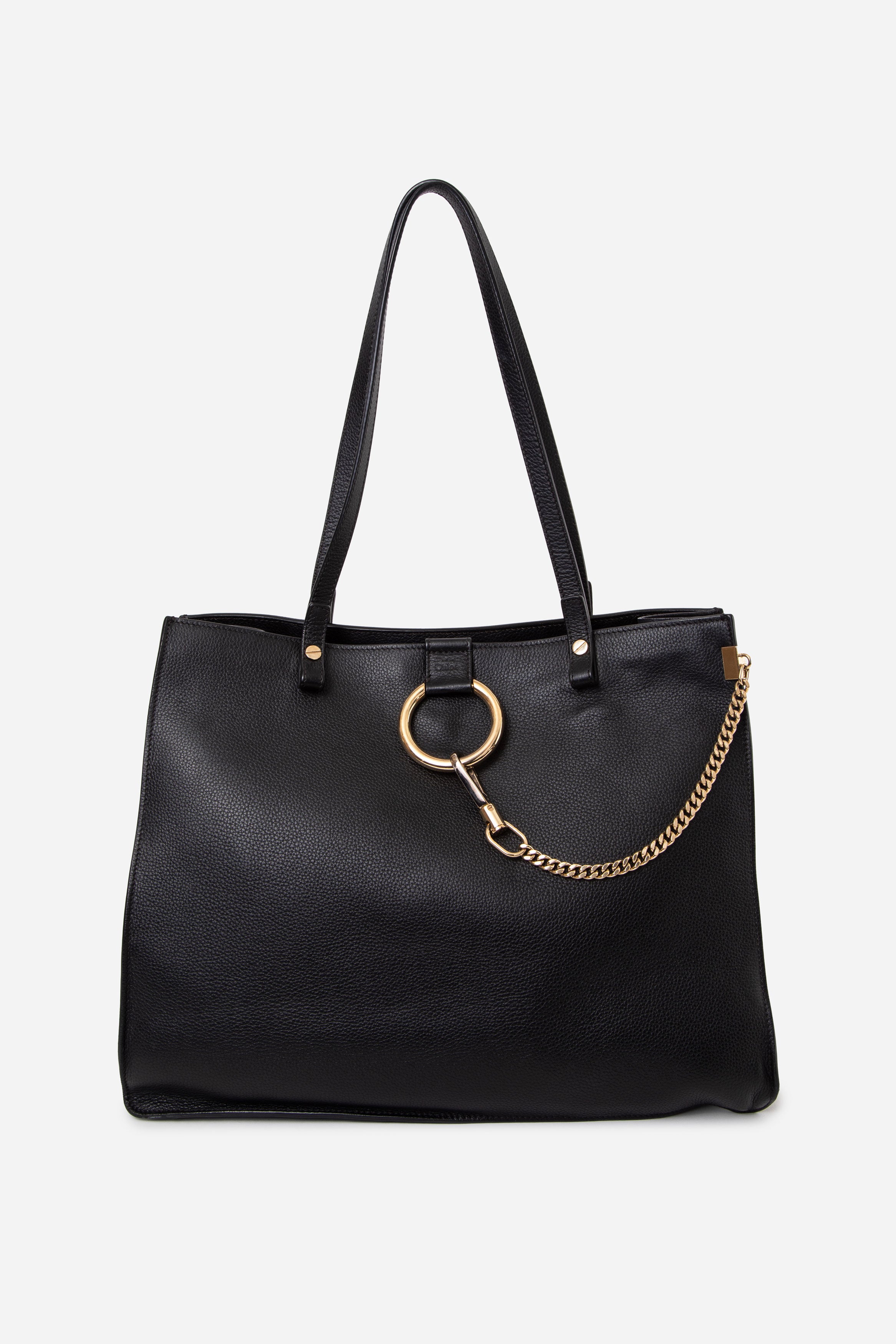Chloé Black Leather Faye Tote Bag