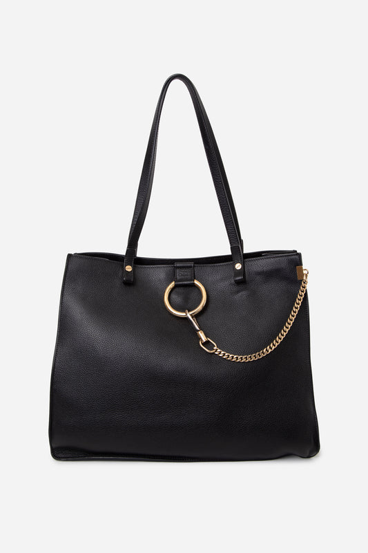Chloé Black Leather Faye Tote Bag