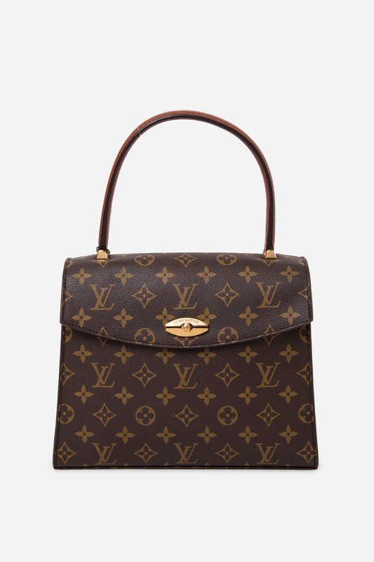 Louis Vuitton 1992 Brown Monogram Canvas Malesherbes Top Handle Bag
